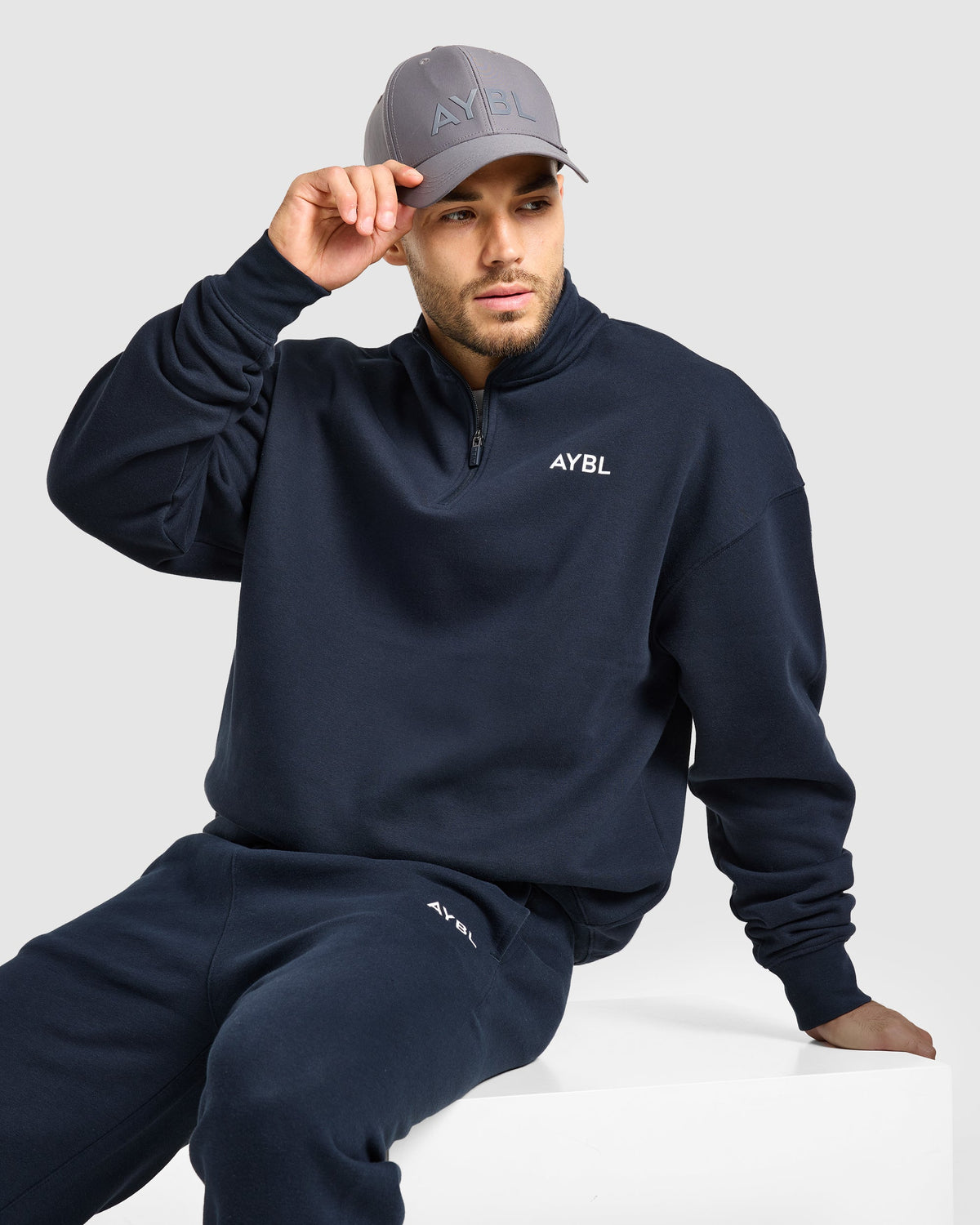 Essential Oversized 1/4 Zip Pullover - Navy