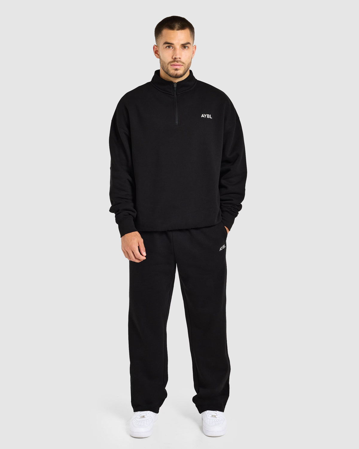 Essential Oversized 1/4 Zip Pullover - Black