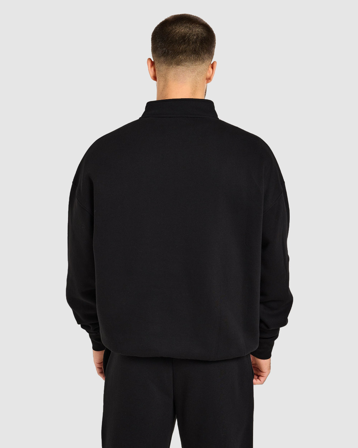 Essential Oversized 1/4 Zip Pullover - Black