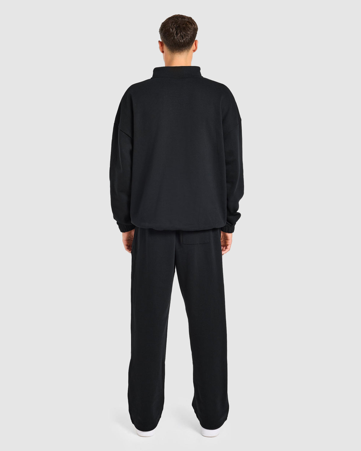 Effortless Oversized 1/4 Zip Pullover - Black