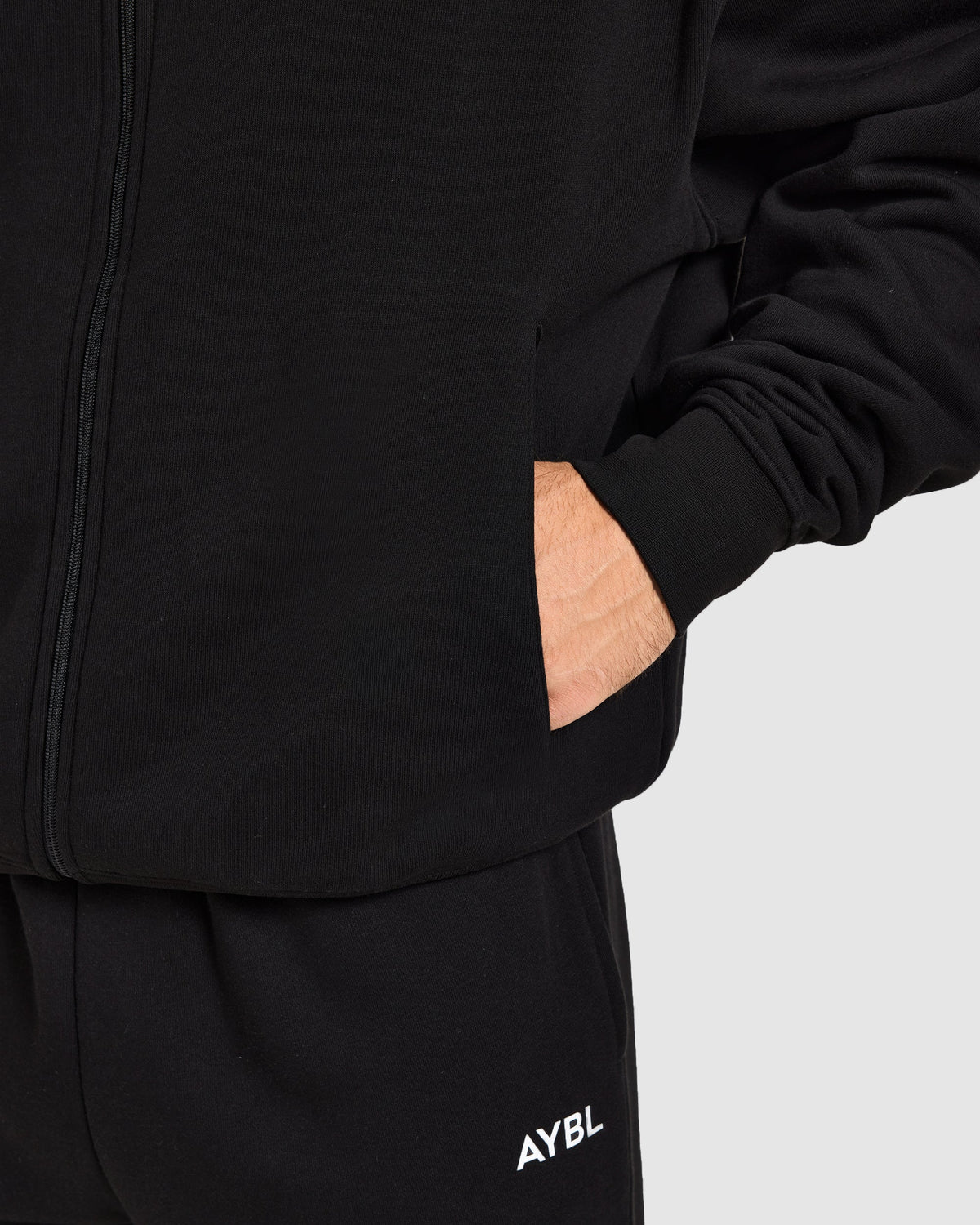 Essential Oversized Full Zip Hoodie - Black