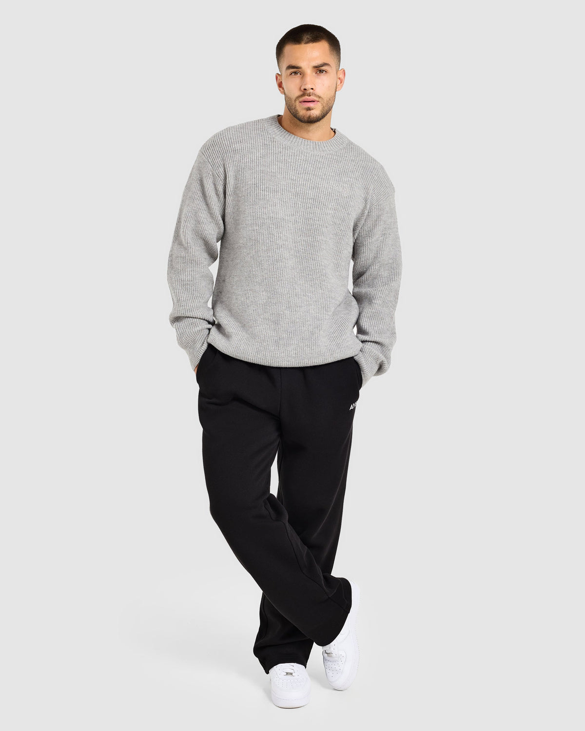 Signature Knitted Sweater - Grey Marl