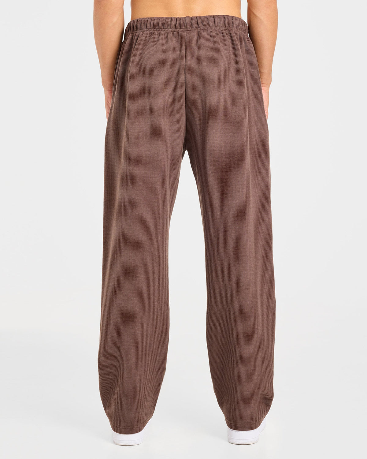 Waffle Oversized Straight Leg Joggers - Dark Taupe