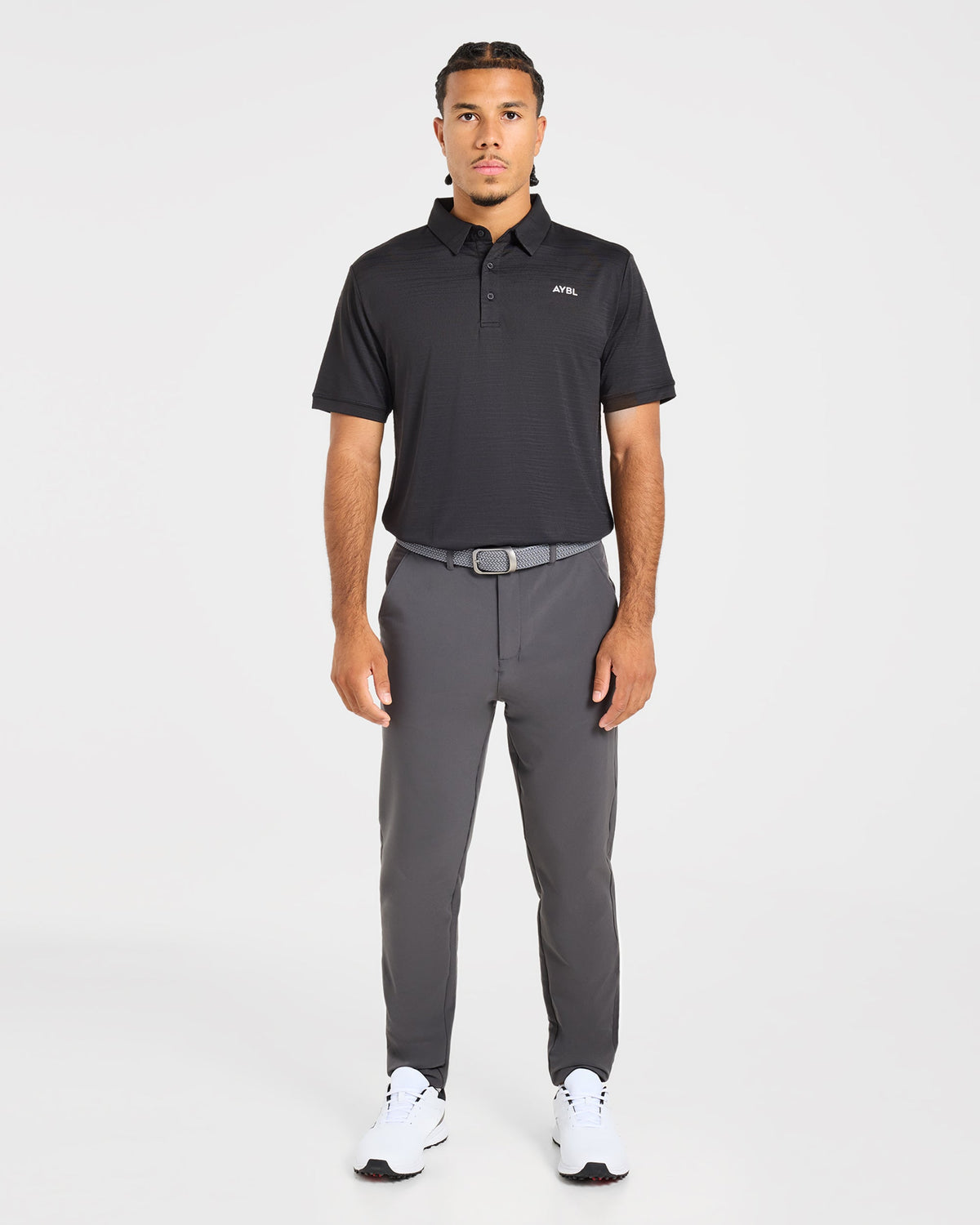 Precision Textured Stripe Polo - Black