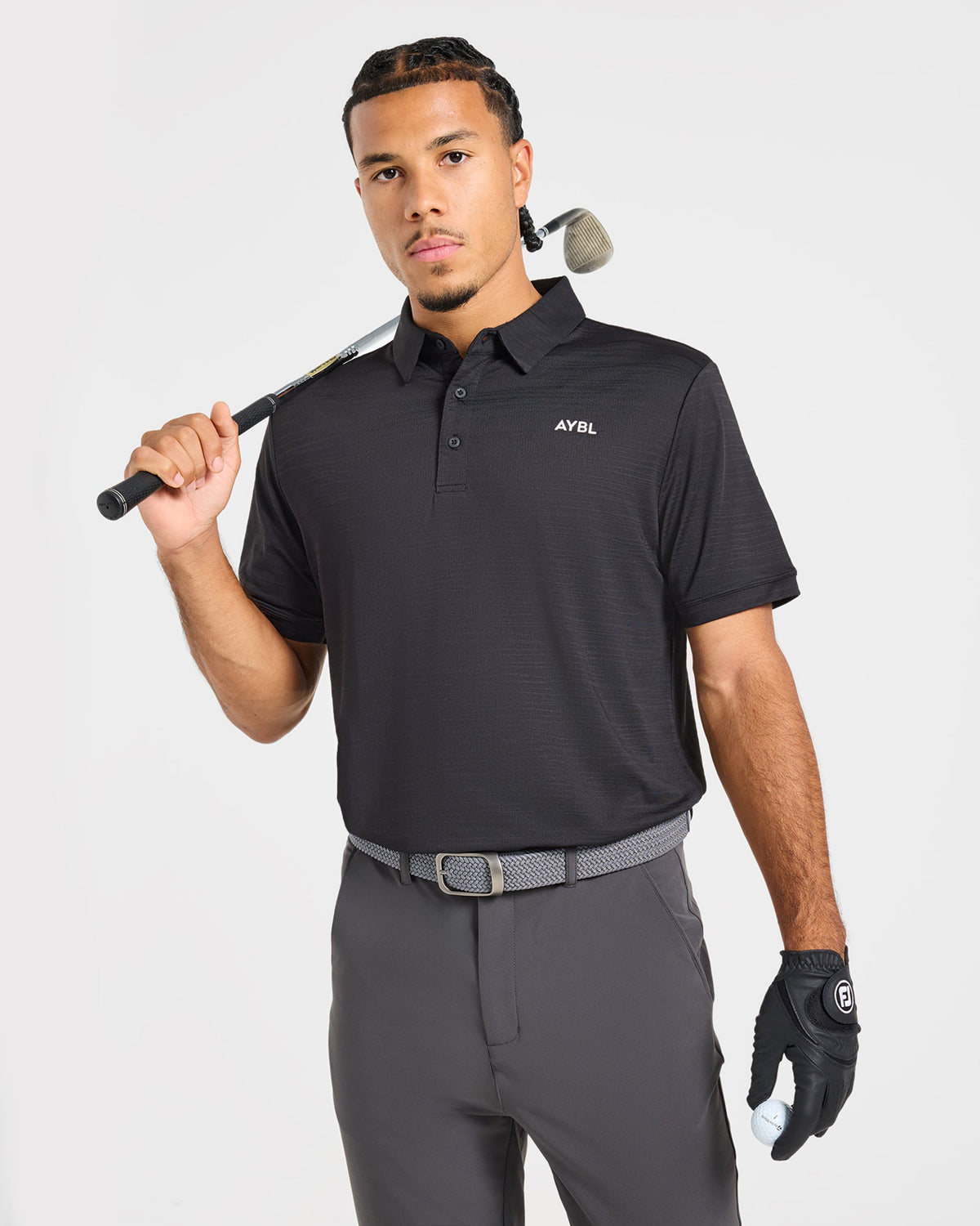 Precision Textured Stripe Polo - Black