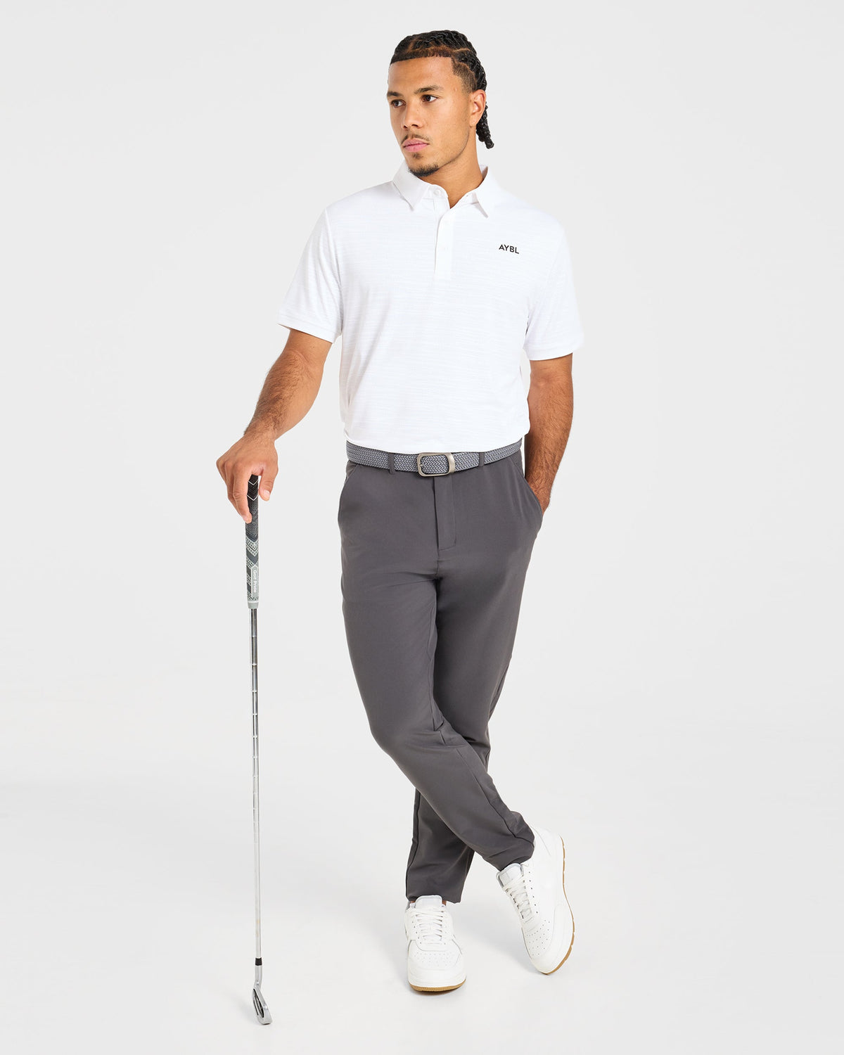 Precision Textured Stripe Polo - Off White