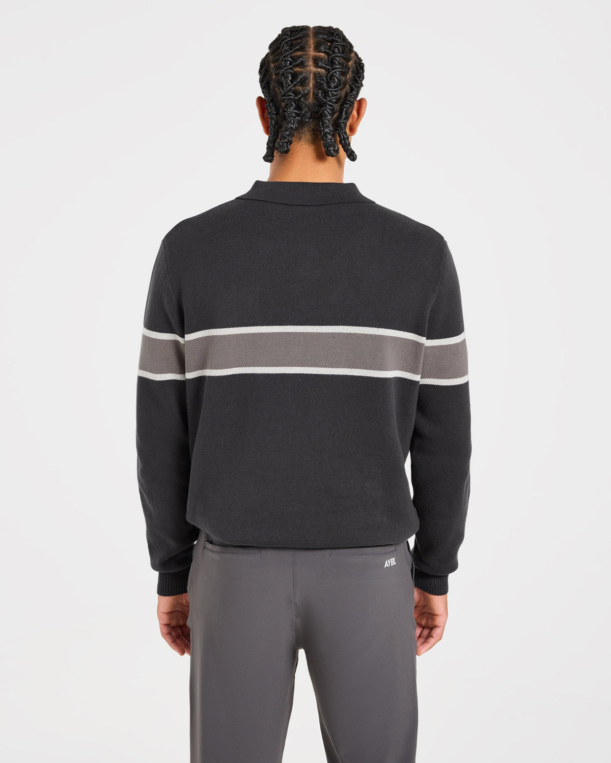 Golf Knitted Stripe Pullover - Charcoal