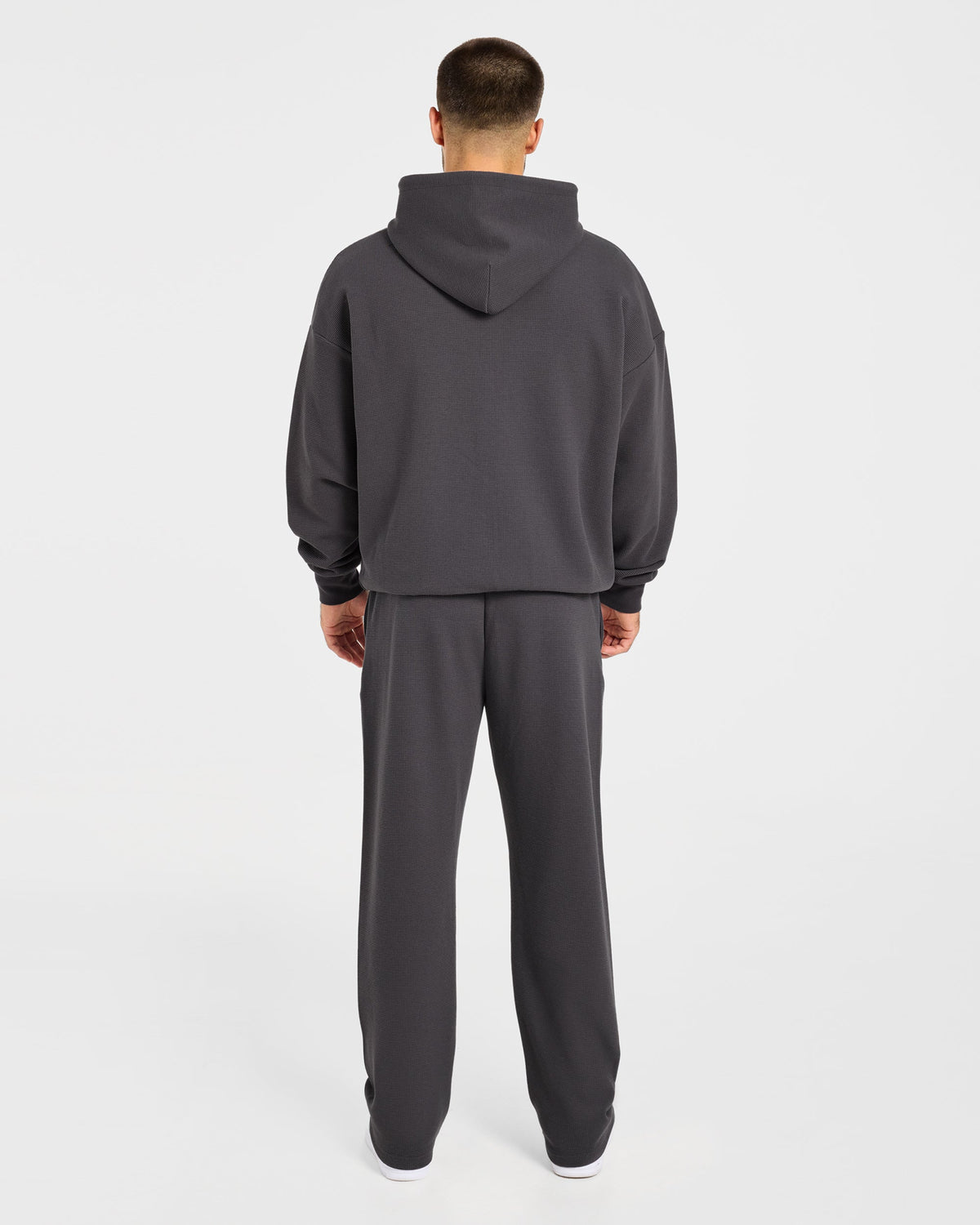 Waffle Oversized Straight Leg Joggers - Charcoal