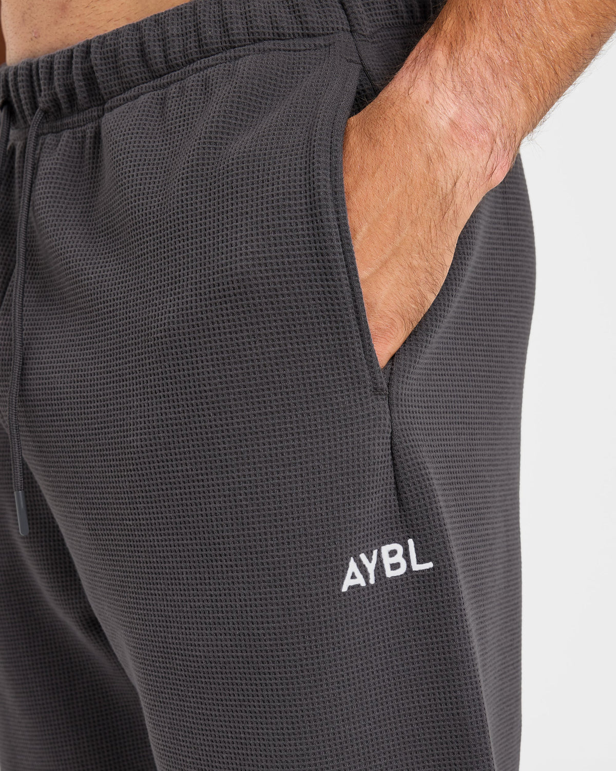 Waffle Oversized Straight Leg Joggers - Charcoal