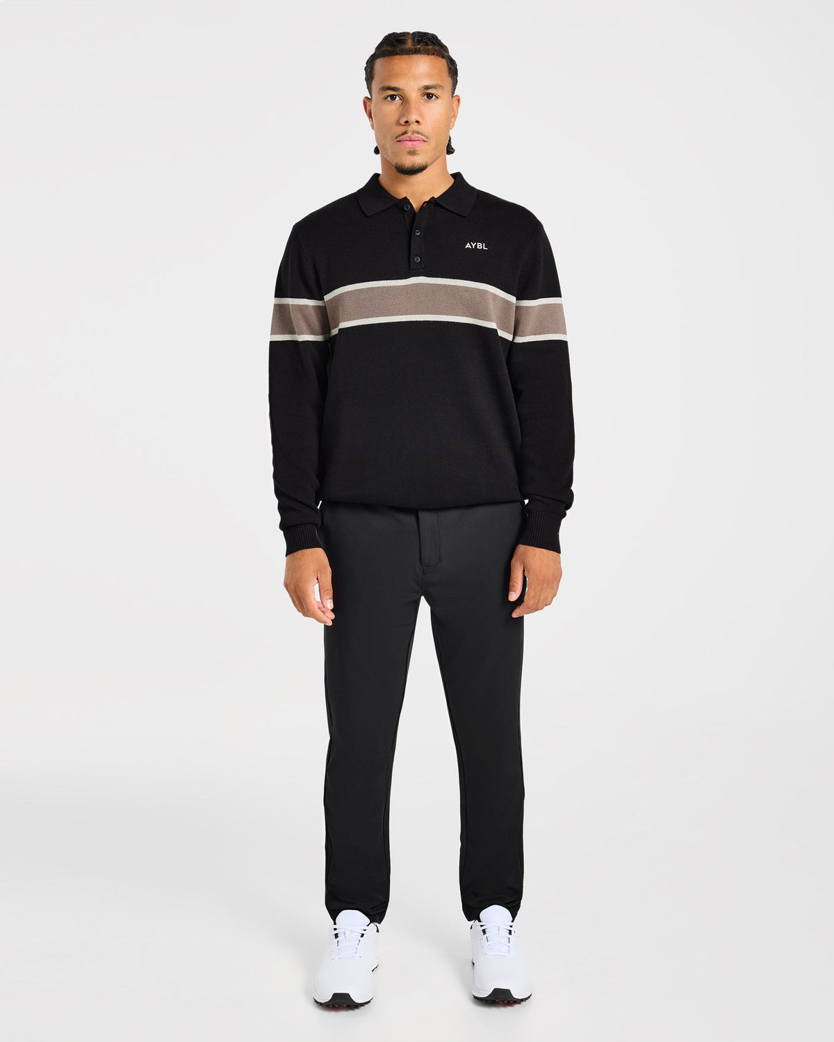 Golf Knitted Stripe Pullover - Black