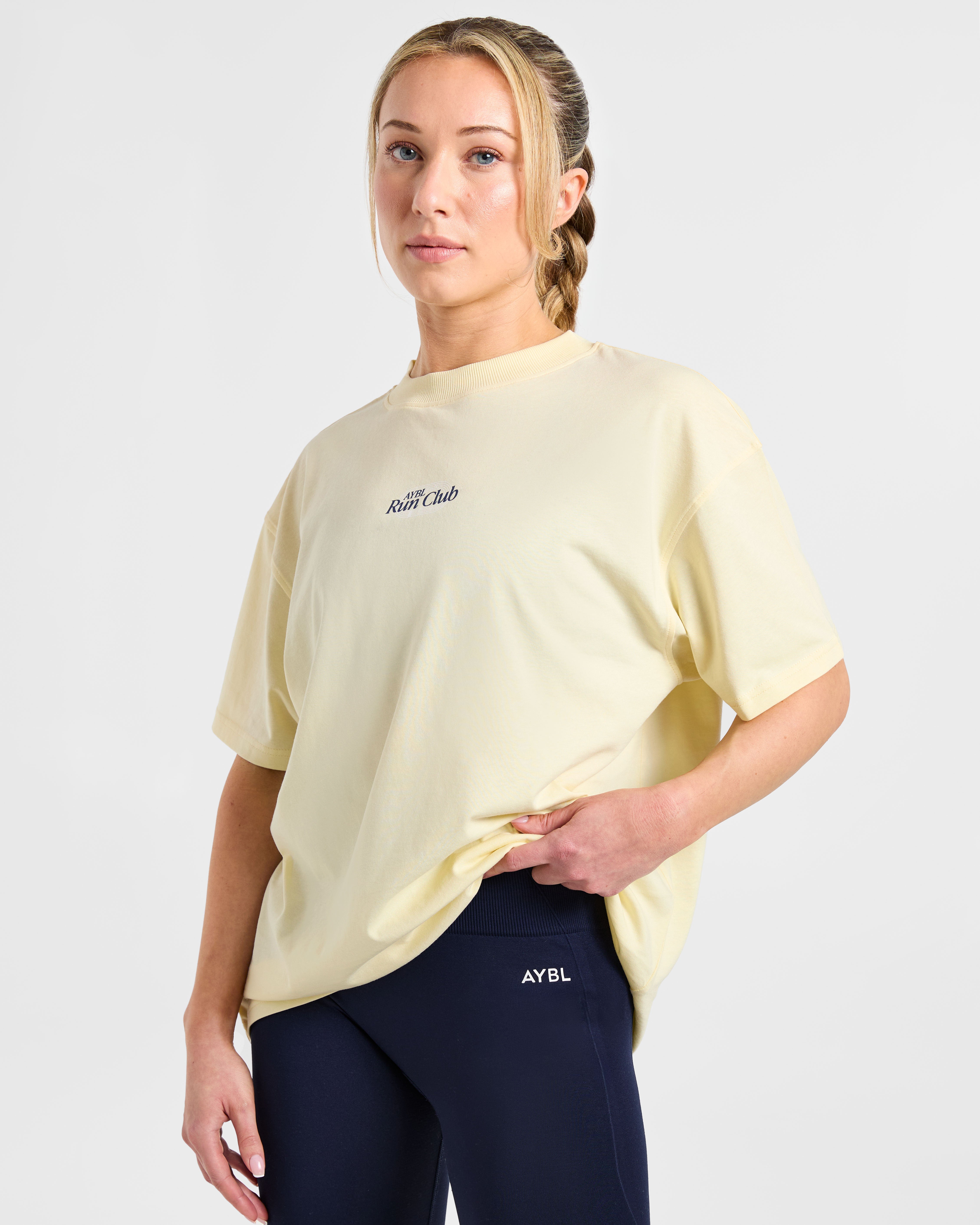 Run Club Oversized T Shirt - Butter Yellow