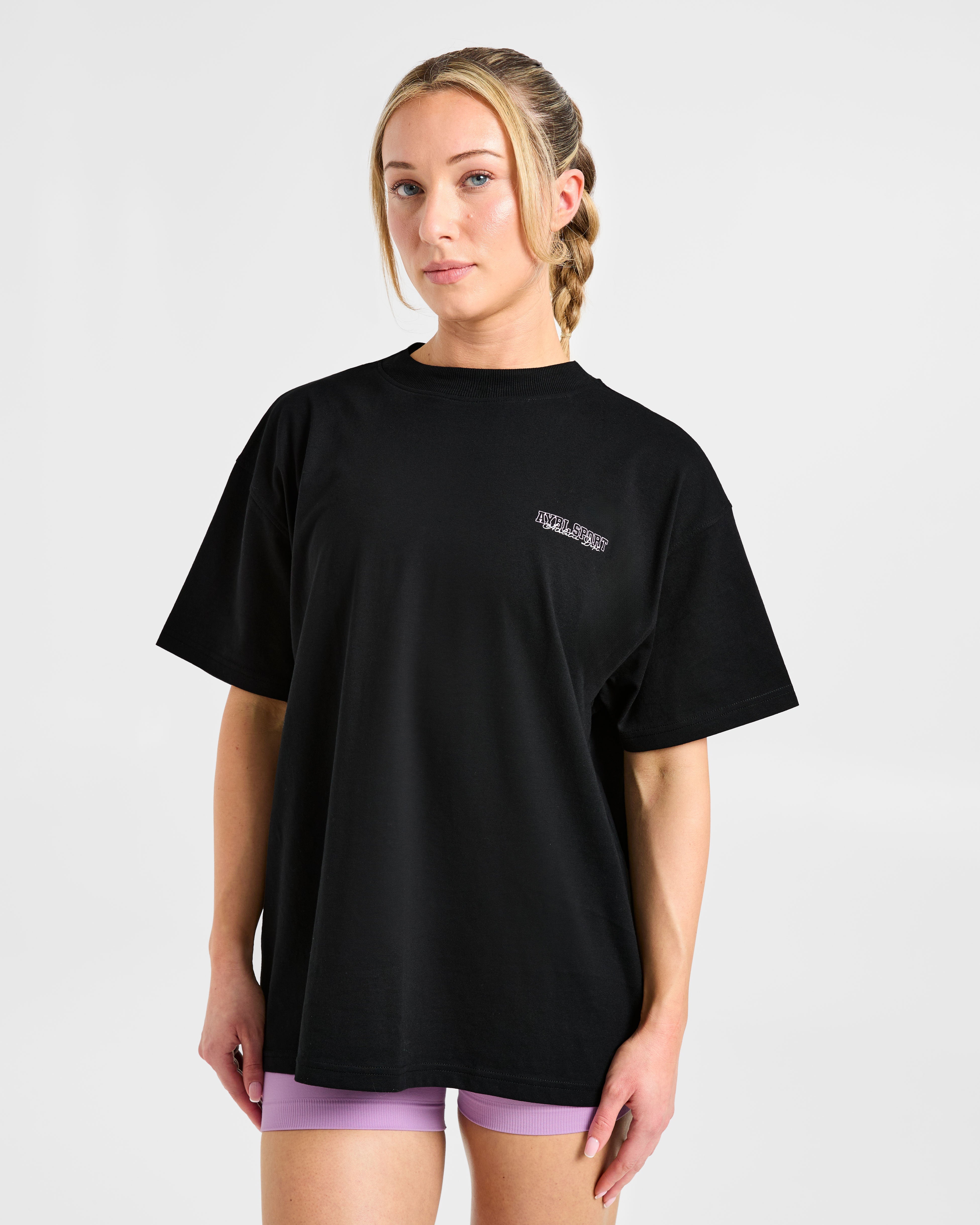 Varsity Dept Oversized T Shirt - Black/Lilac