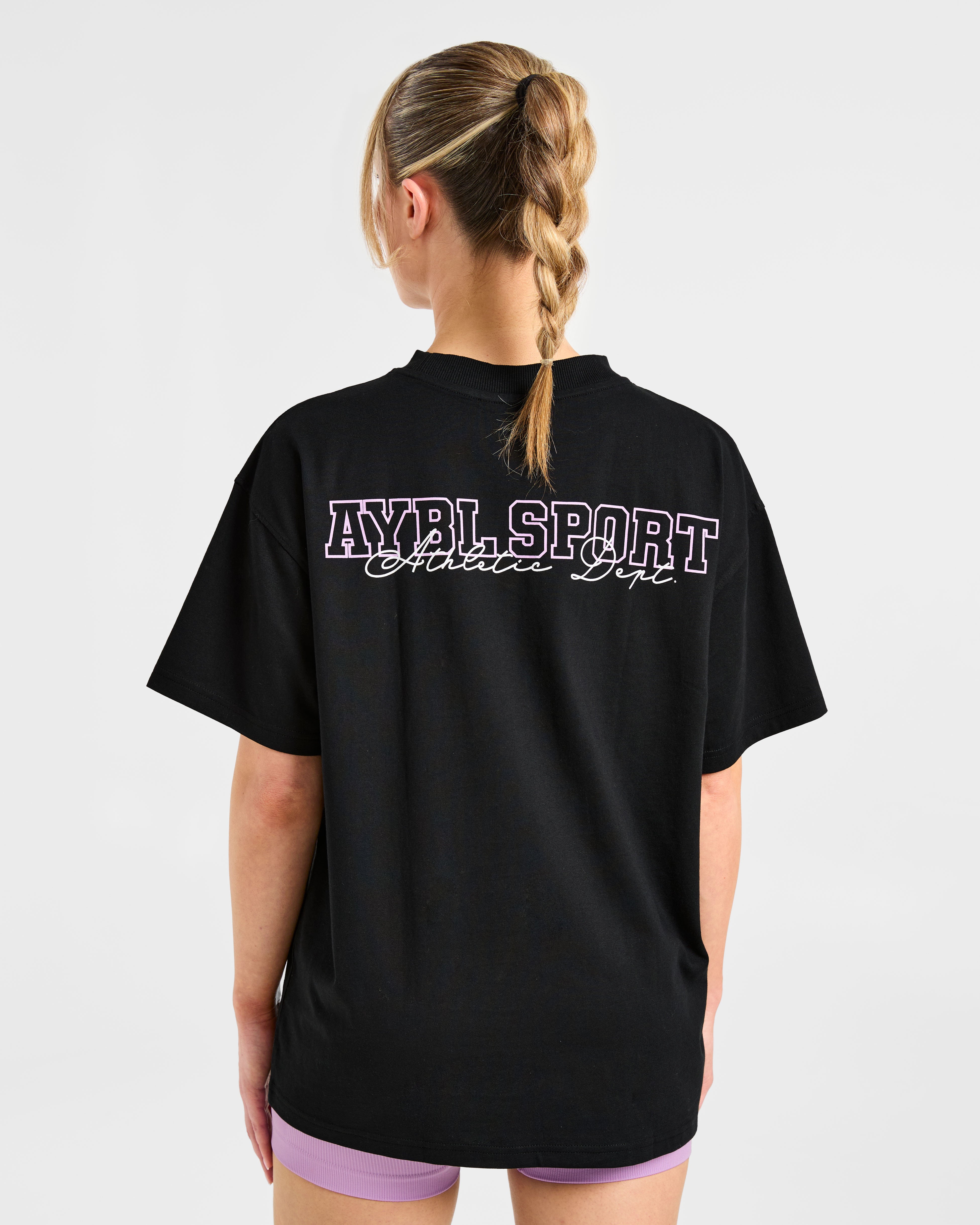 Varsity Dept Oversized T Shirt - Black/Lilac