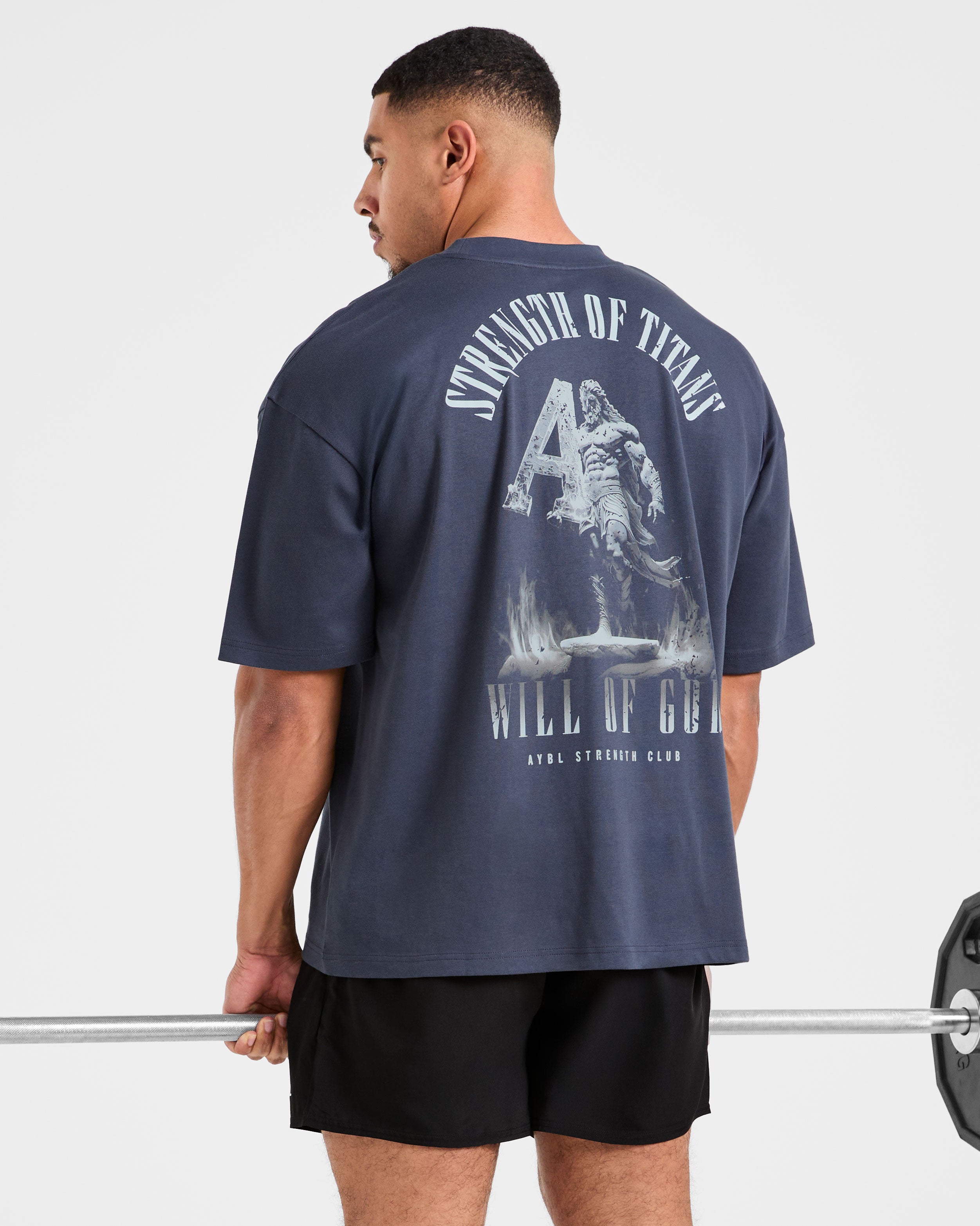 Strength Of Titans Oversized T Shirt - Deep Ocean Blue