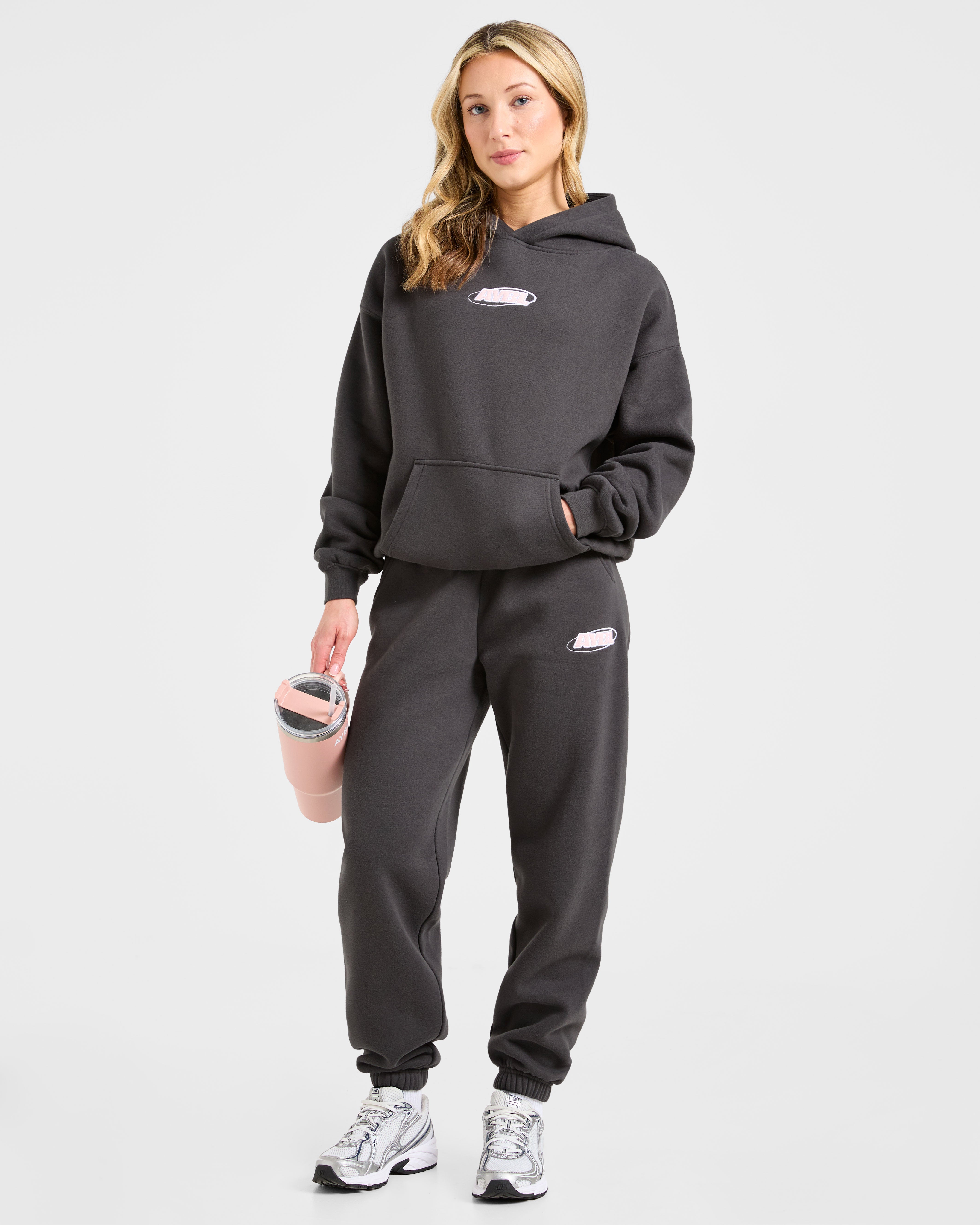 Sports Essentials Oversized Joggers - Charcoal/Pink