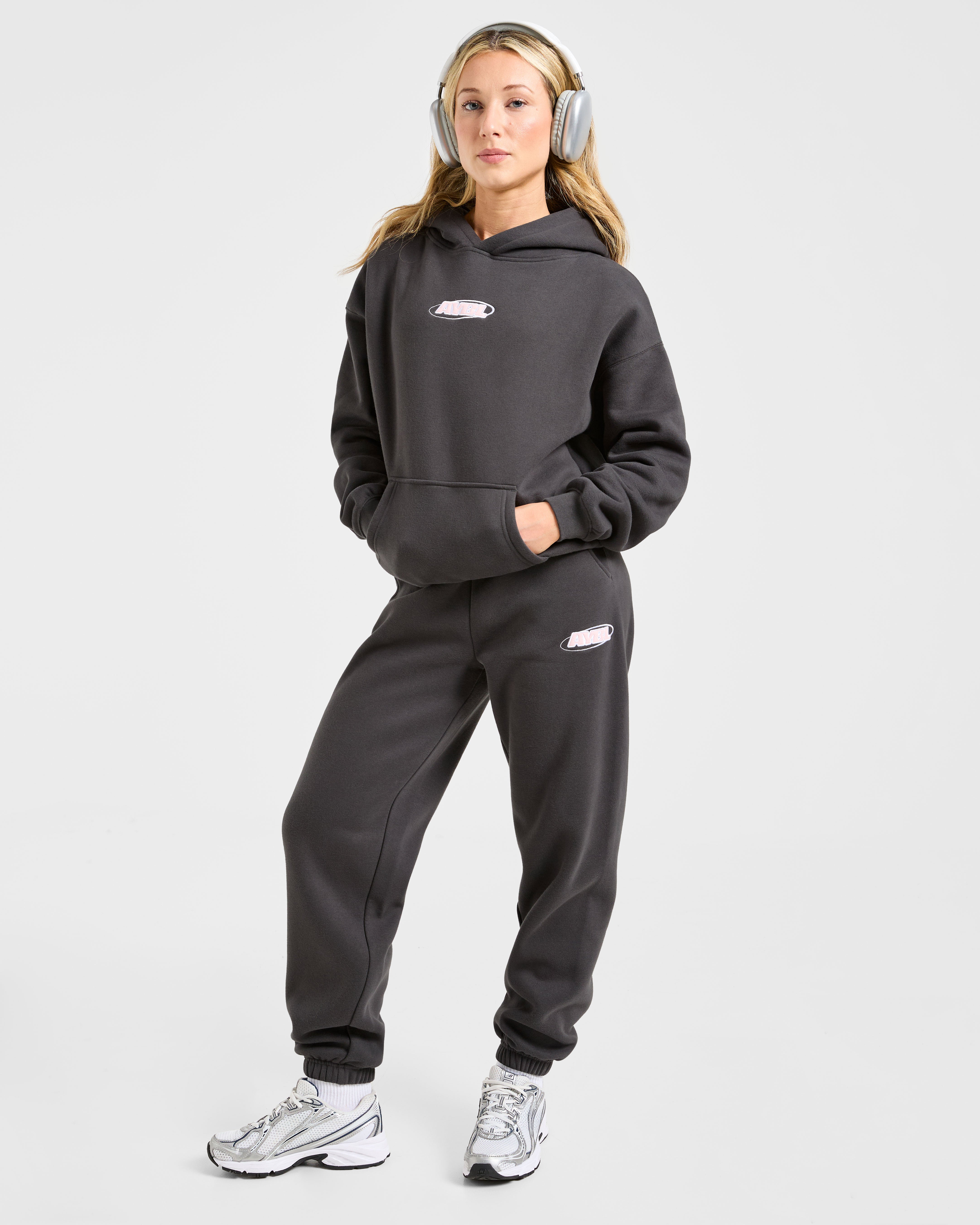 Sports Essentials Oversized Joggers - Charcoal/Pink