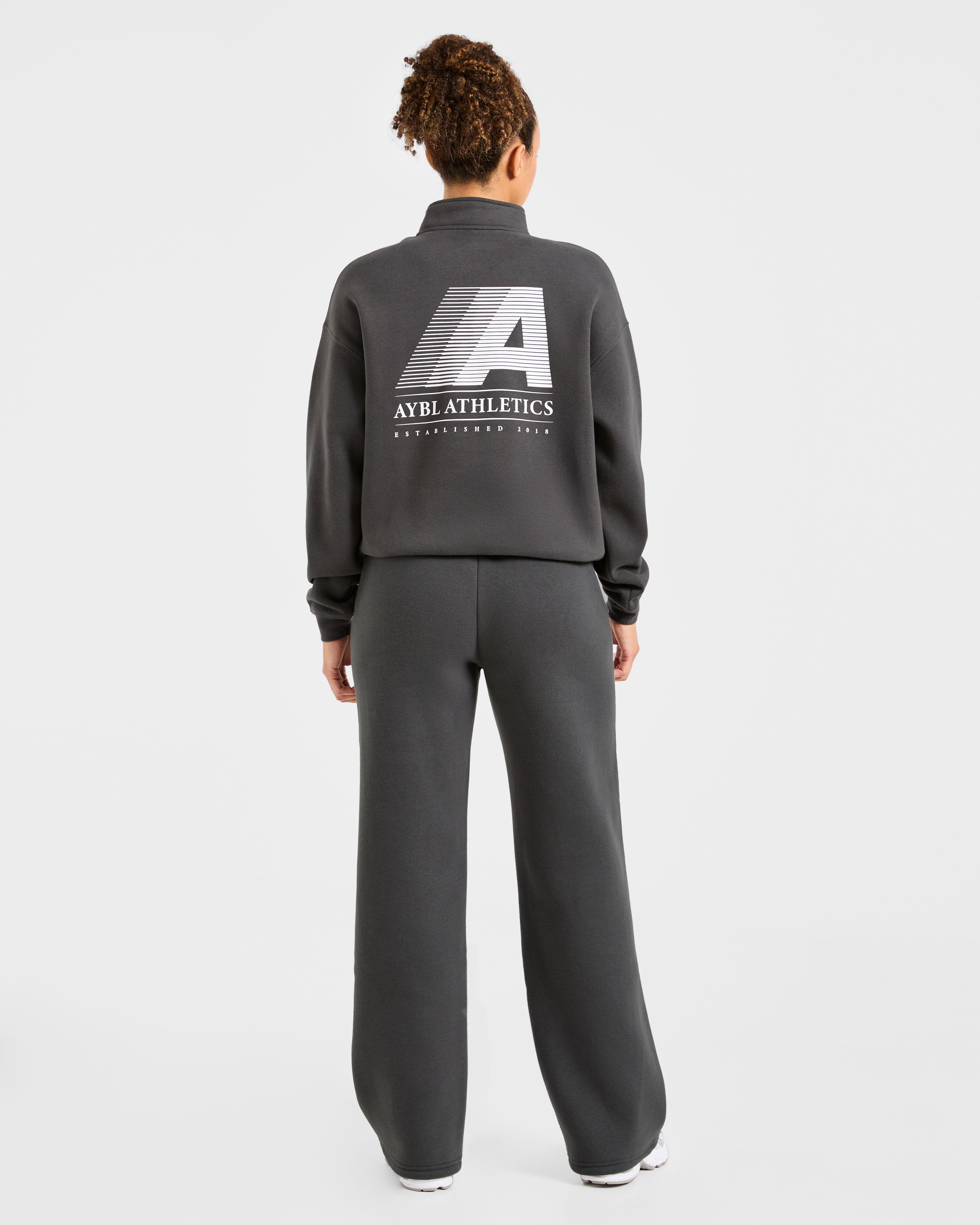 Retro Athletics Oversized 1/4 Zip Pullover - Charcoal