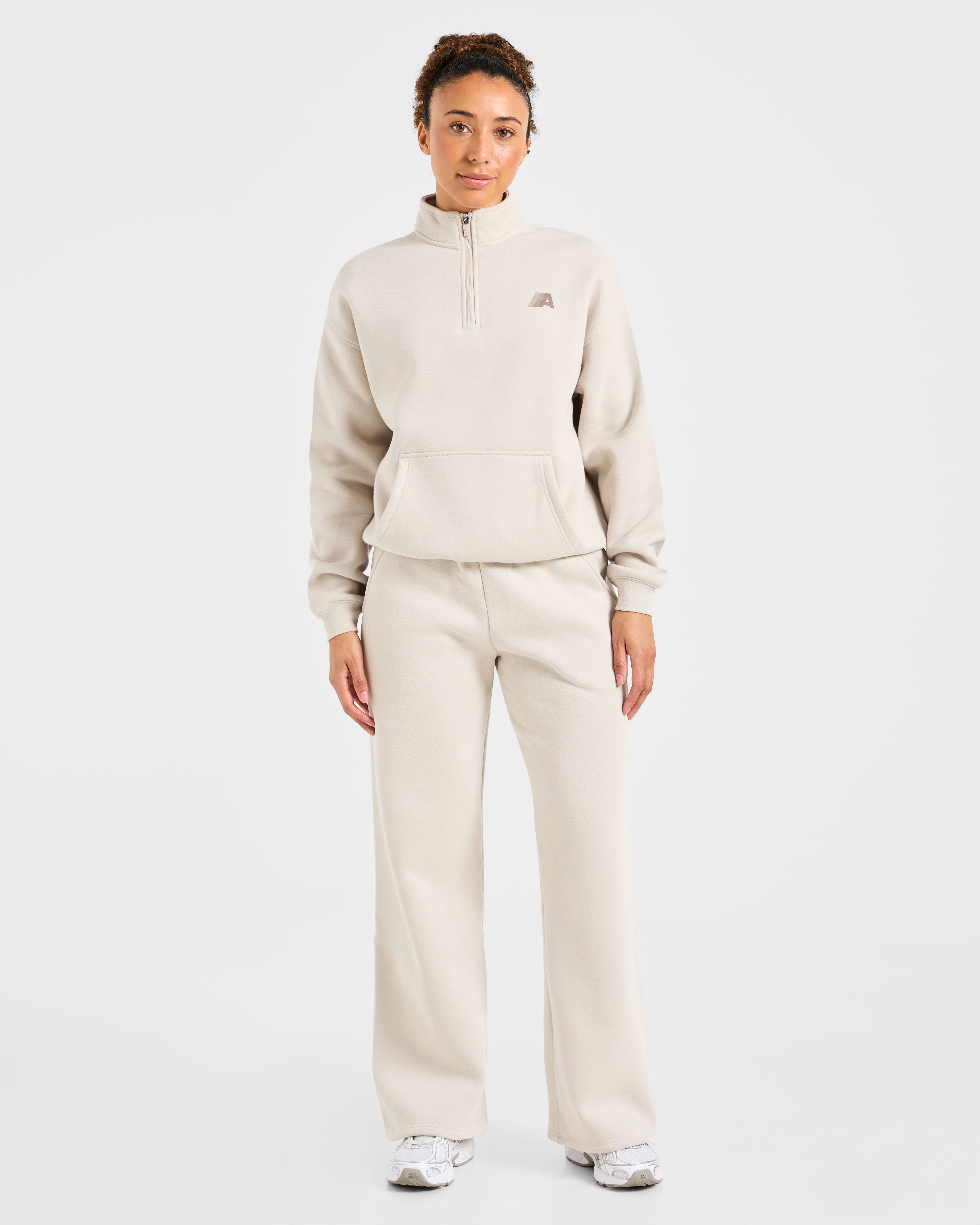 Retro Athletics Oversized 1/4 Zip Pullover - Sand