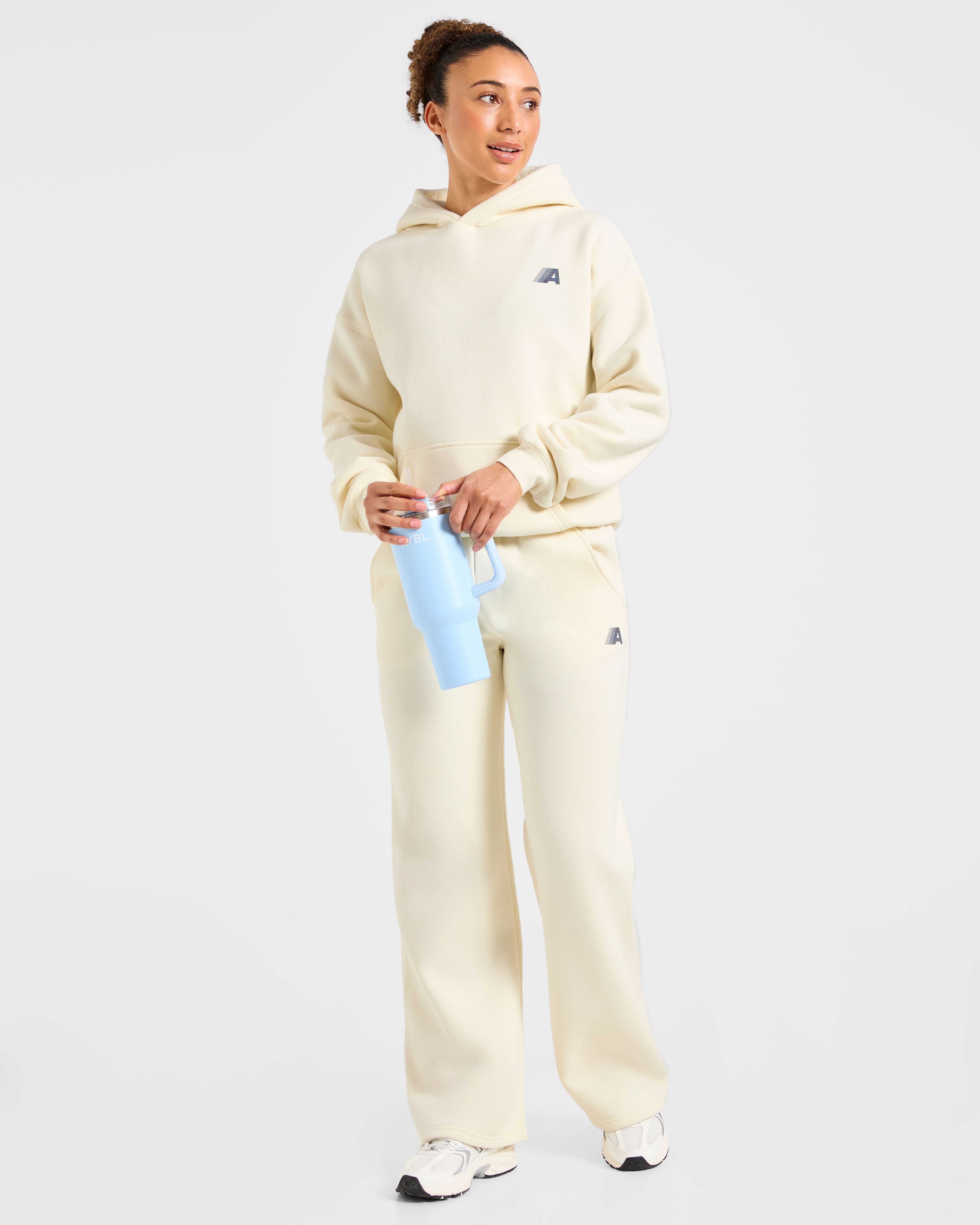 Retro Athletics Oversized Straight Leg Joggers - Butter Yellow/Navy