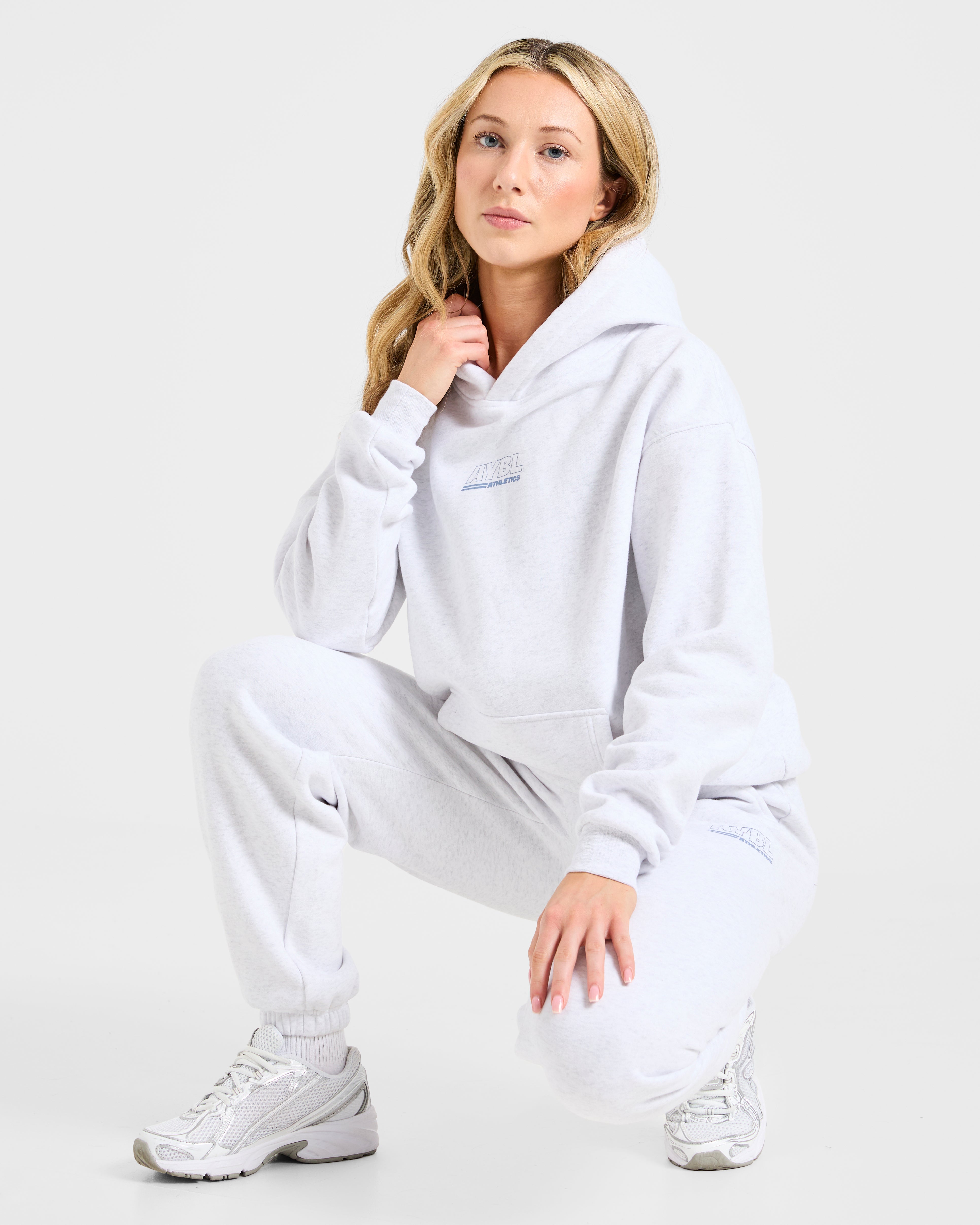 Athletics Track Oversized Hoodie - Heather Grey/Slate Blue