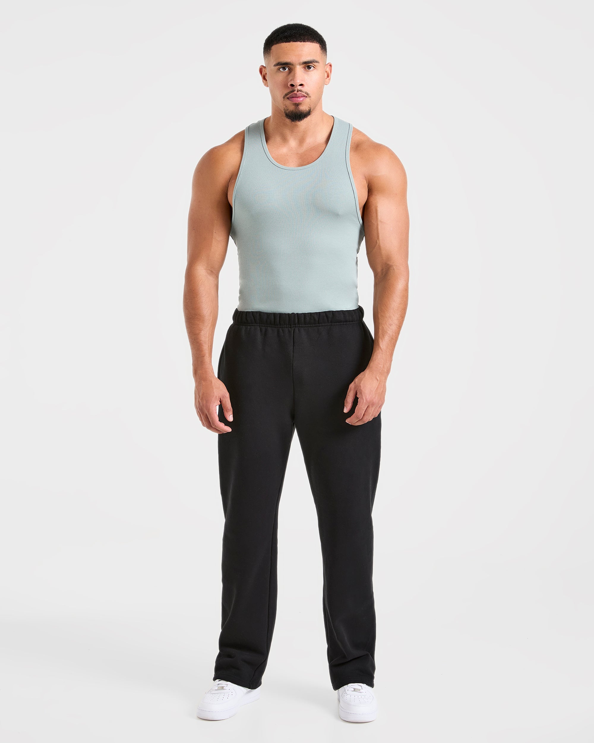 Muscle Ribbed Tank - Stone Blue