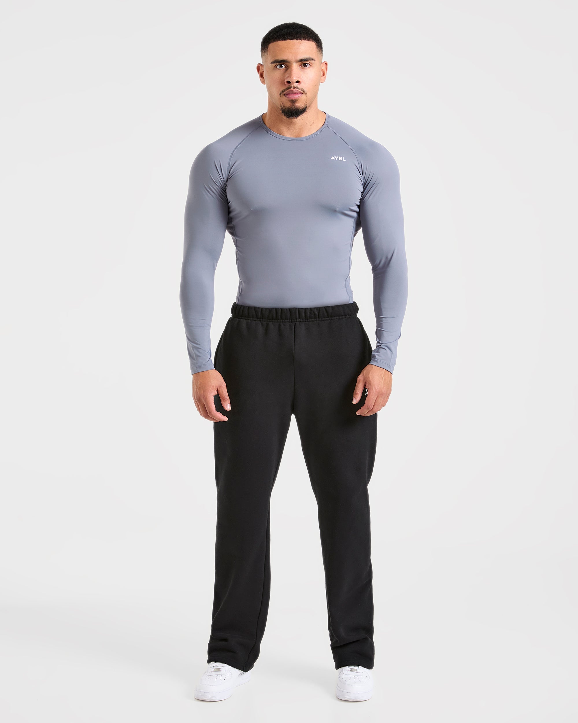 Compression Long Sleeve T Shirt- Slate Grey