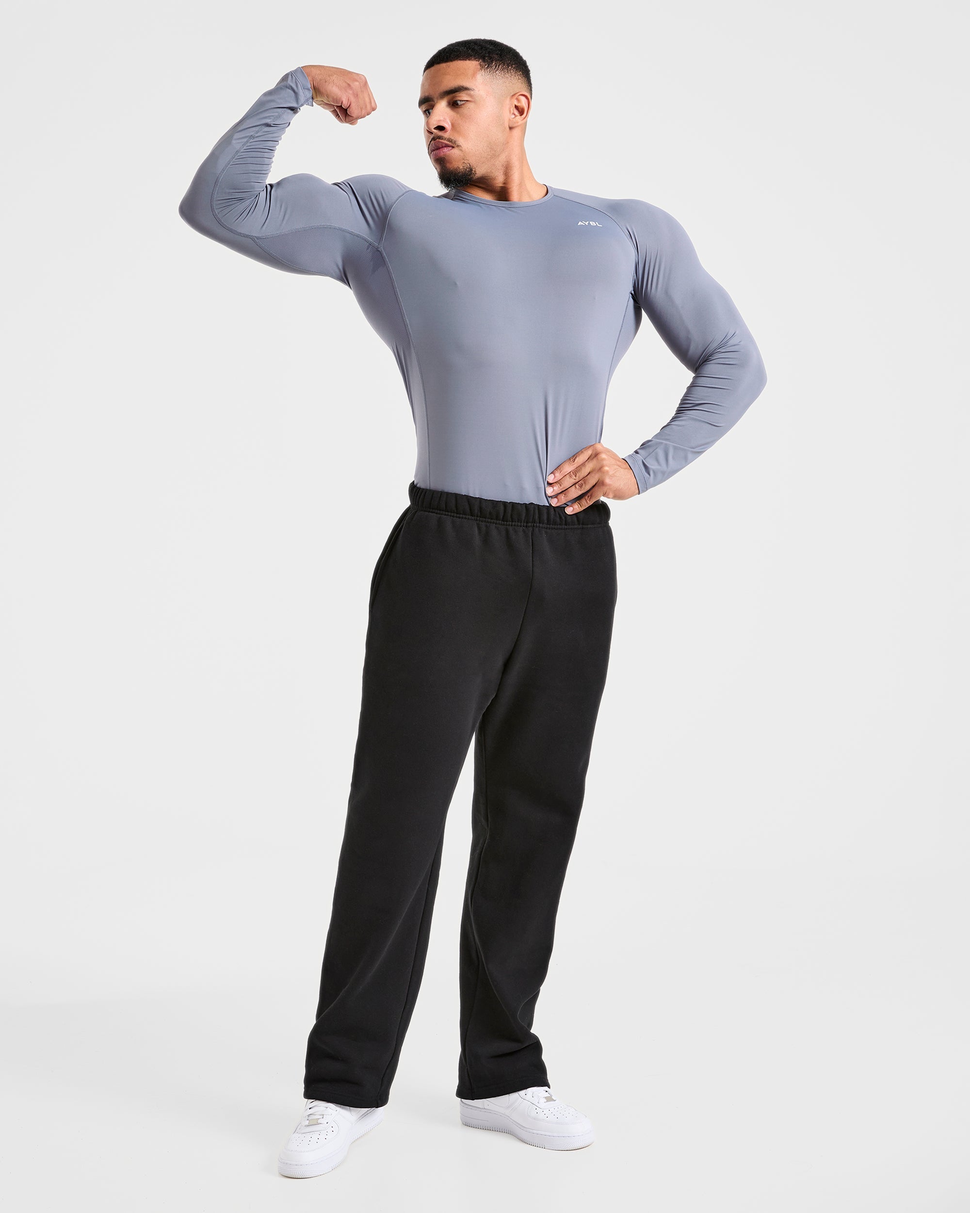 Compression Long Sleeve T Shirt- Slate Grey