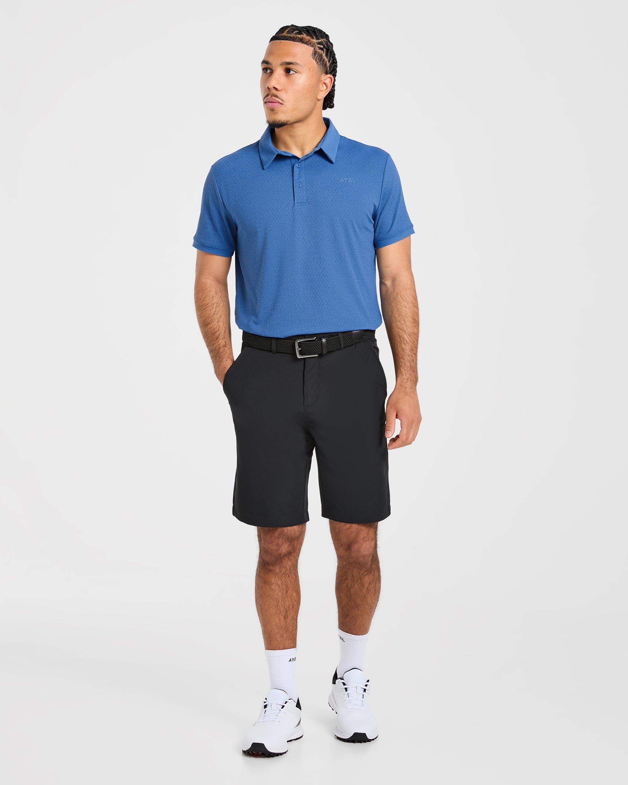 Precision Geometric Polo - Ocean Blue