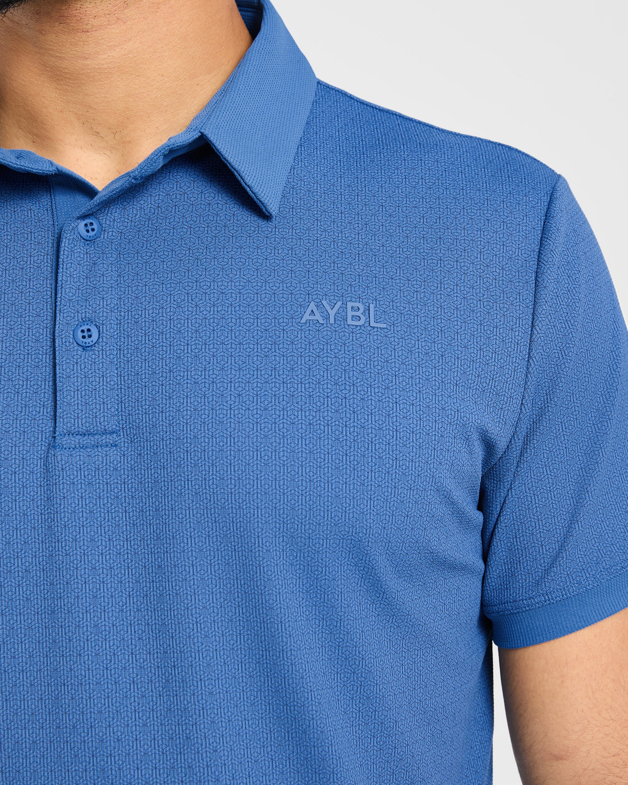 Precision Geometric Polo - Ocean Blue