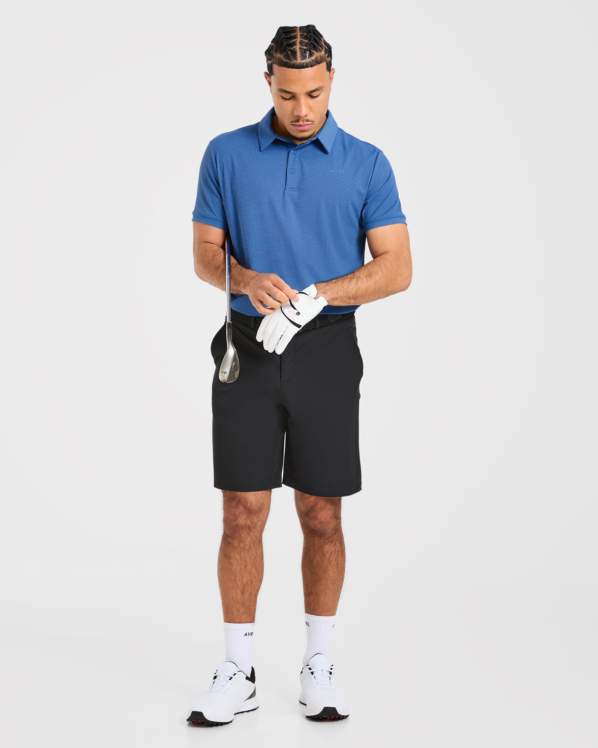 Precision Geometric Polo - Ocean Blue