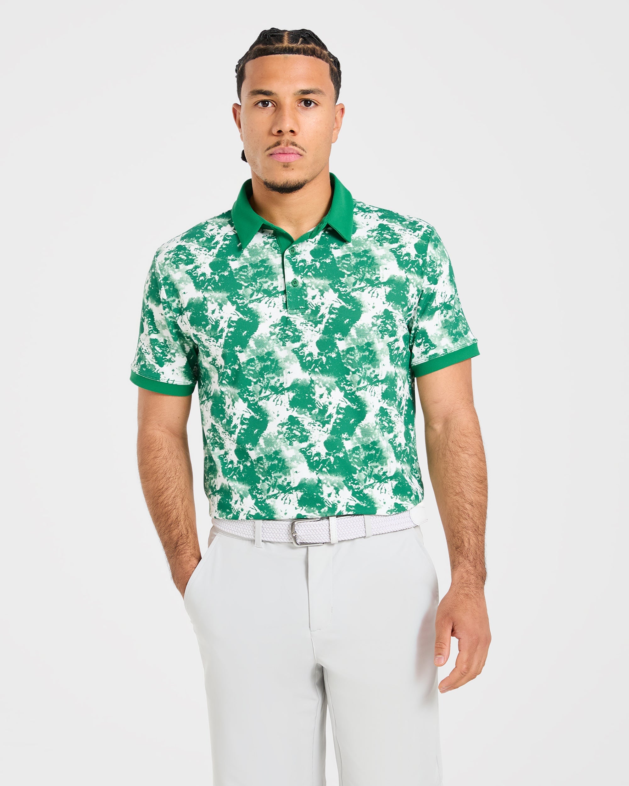 Precision Splatter Polo - Rye Green/Cream