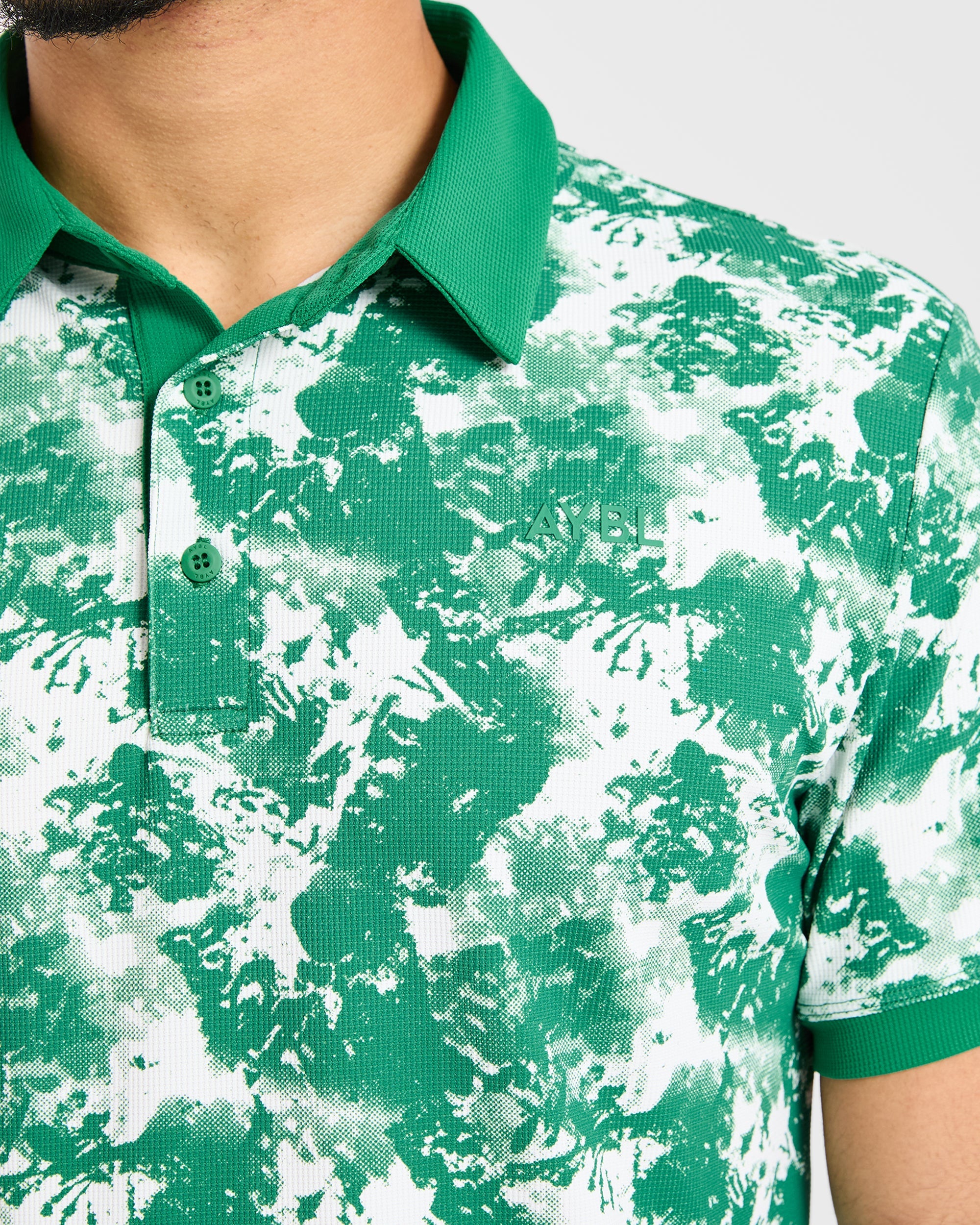 Precision Splatter Polo - Rye Green/Cream