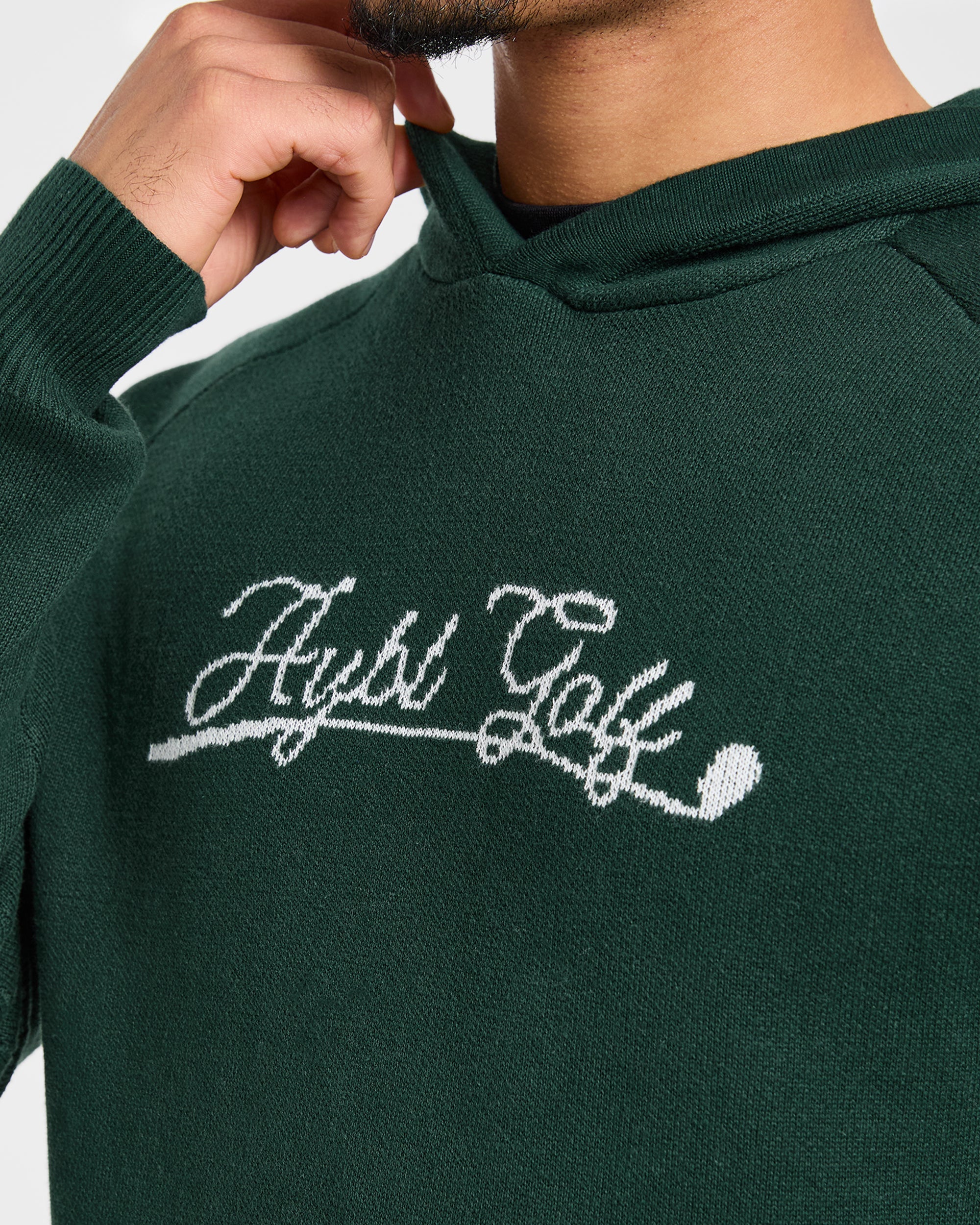 Golf Club Knitted Hoodie - Pine Green