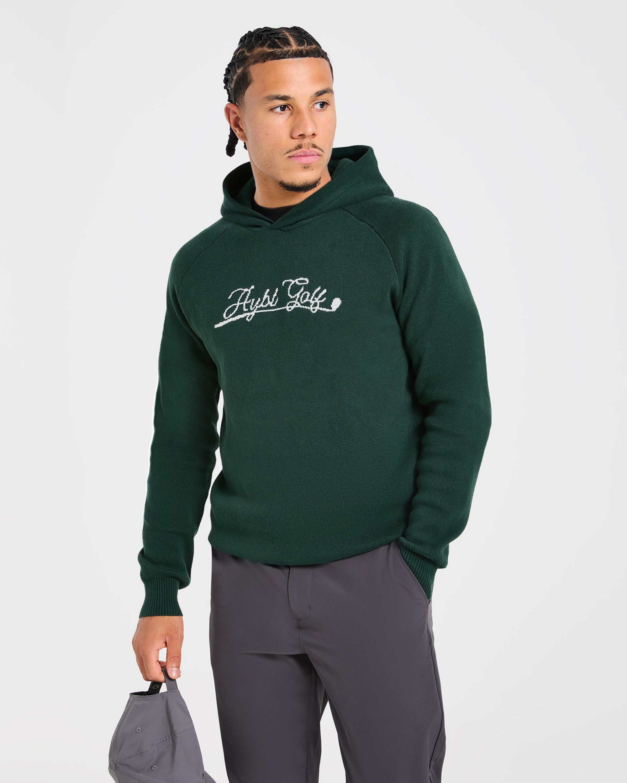 Golf Club Knitted Hoodie - Pine Green