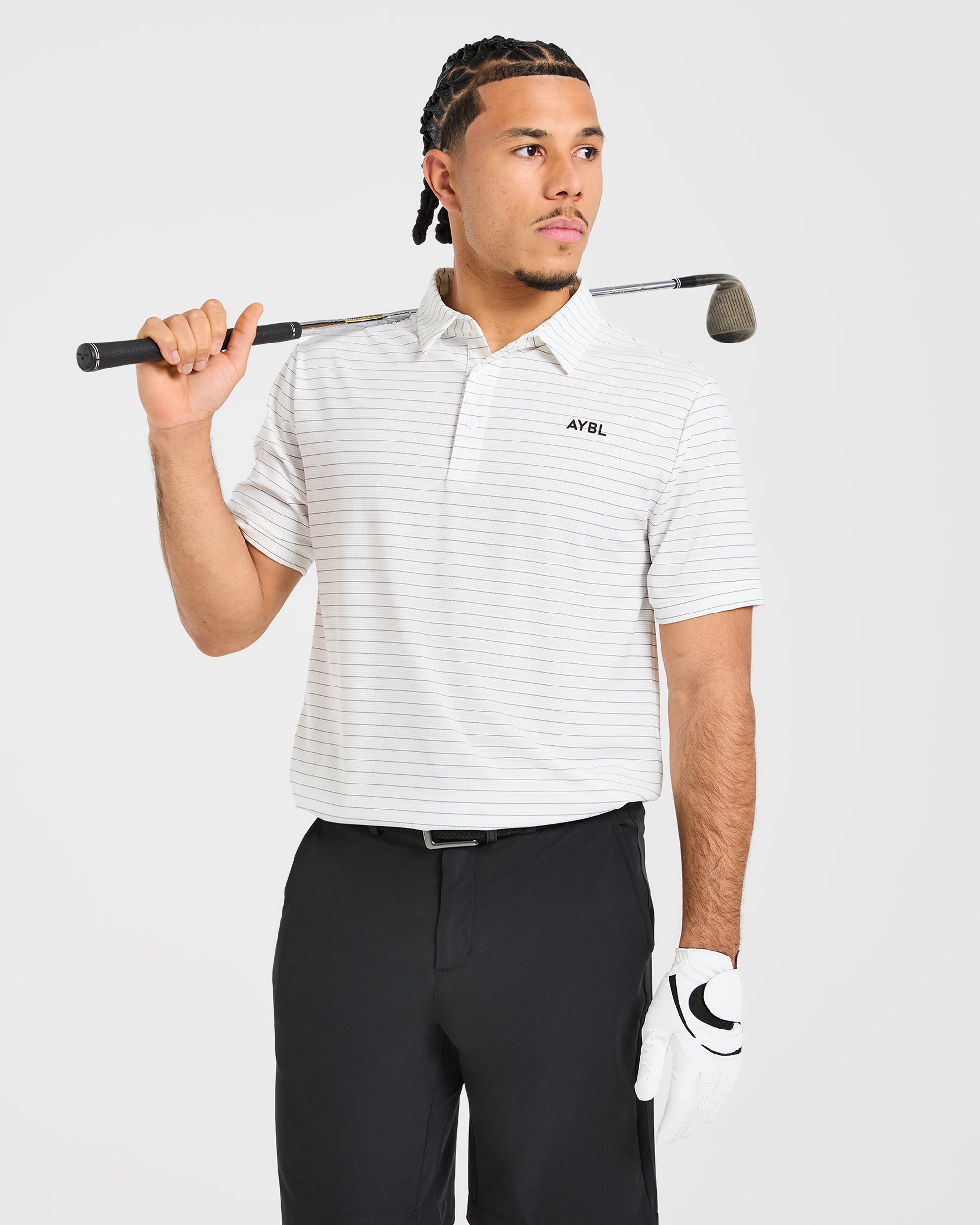 Classic Stripe Polo - White