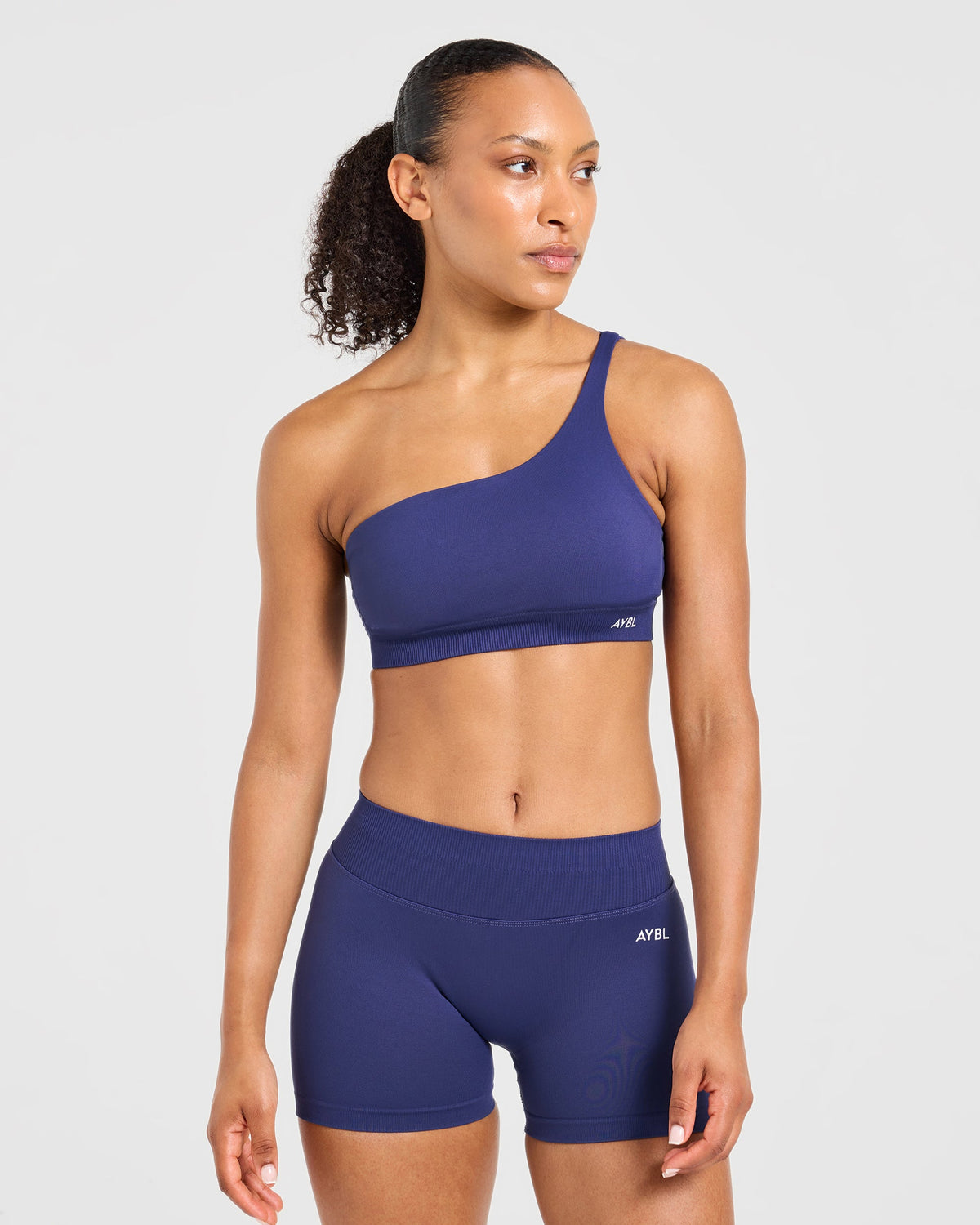 Enhance Seamless One Shoulder Sports Bra - Storm Blue