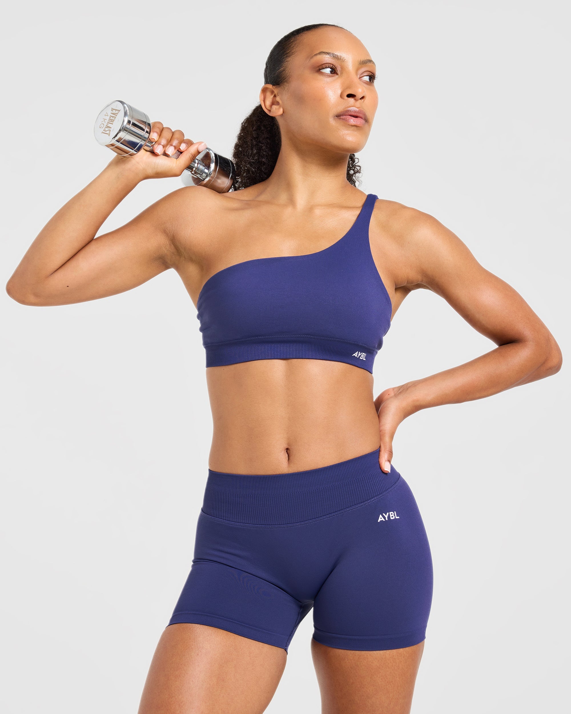 Enhance Seamless One Shoulder Sports Bra - Storm Blue