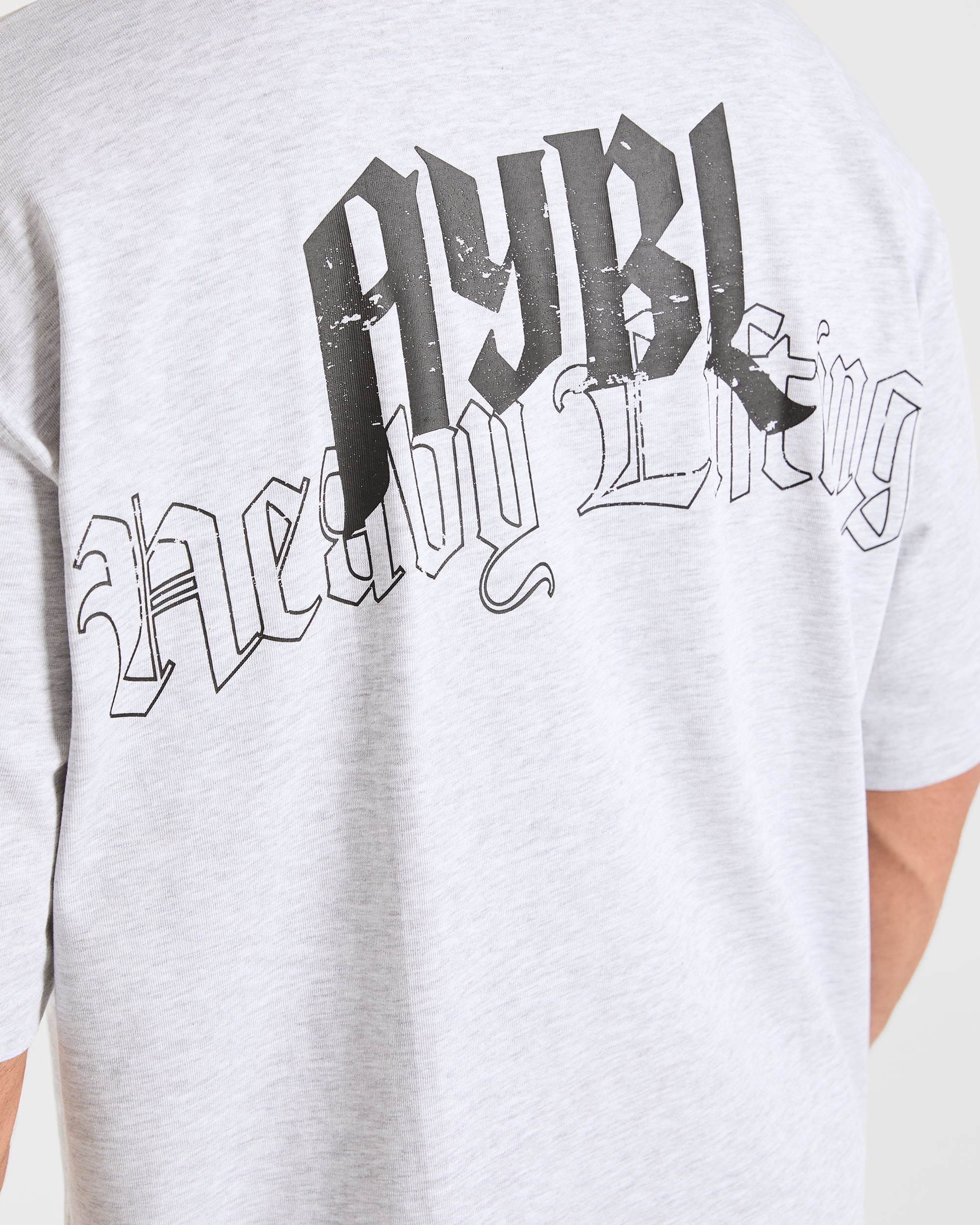 Heavy Lifting Gothic Oversized T Shirt - Grey Marl