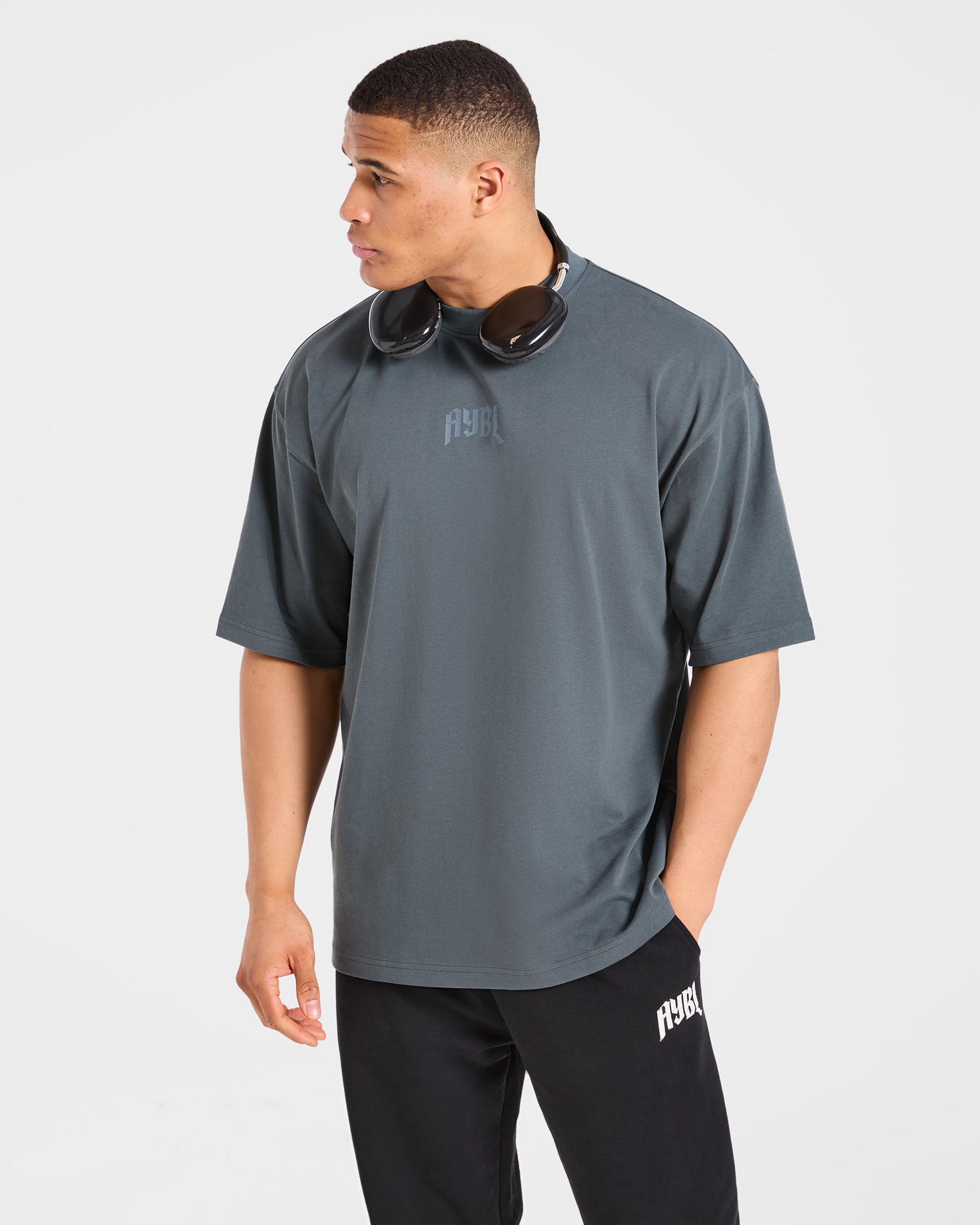 Heavy Lifting Gothic Oversized T Shirt - Iron Slate