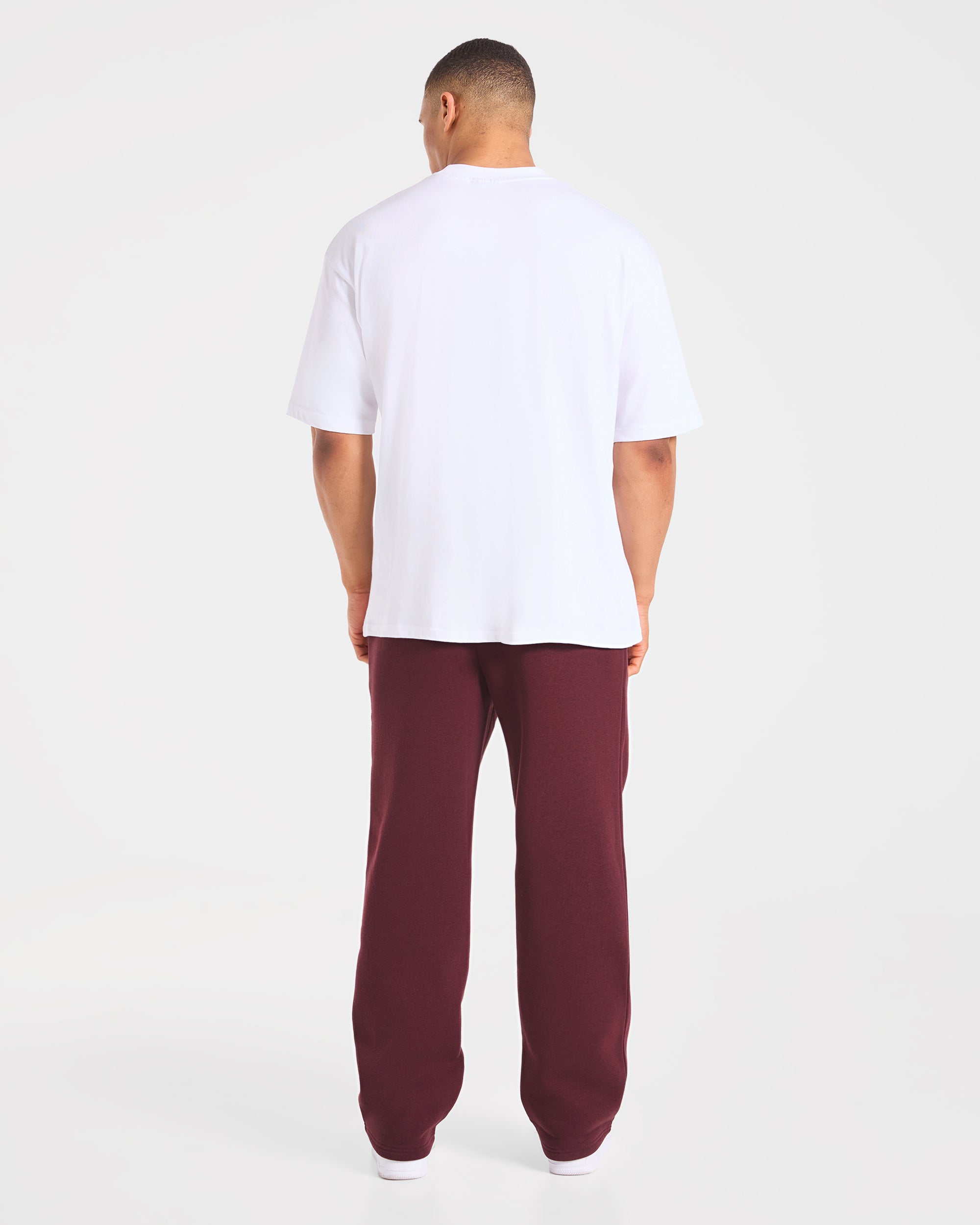 Essential Oversized Straight Leg Joggers - Burgundy Red