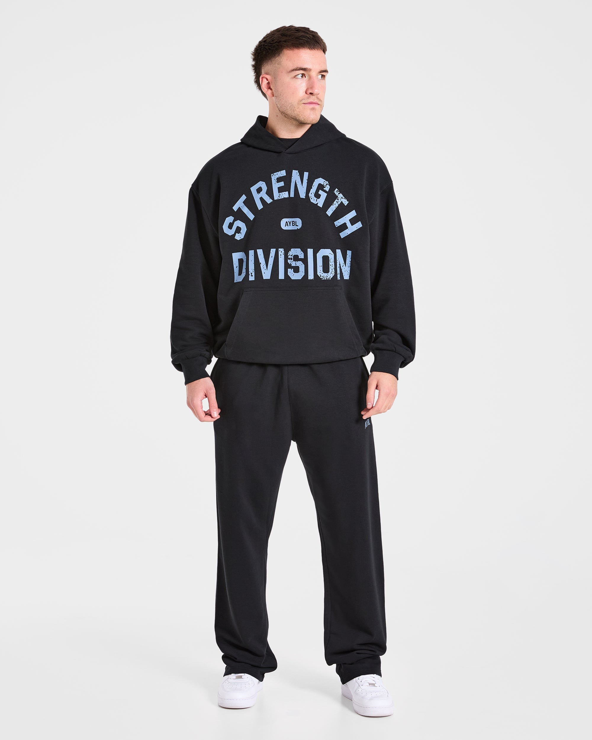 Strength Division Oversized Hoodie - Black/Blue