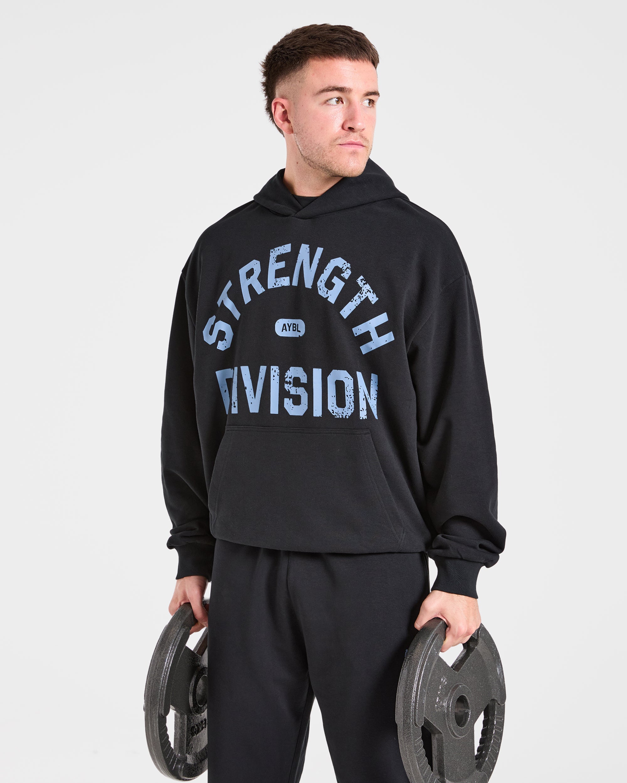 Strength Division Oversized Hoodie - Black/Blue