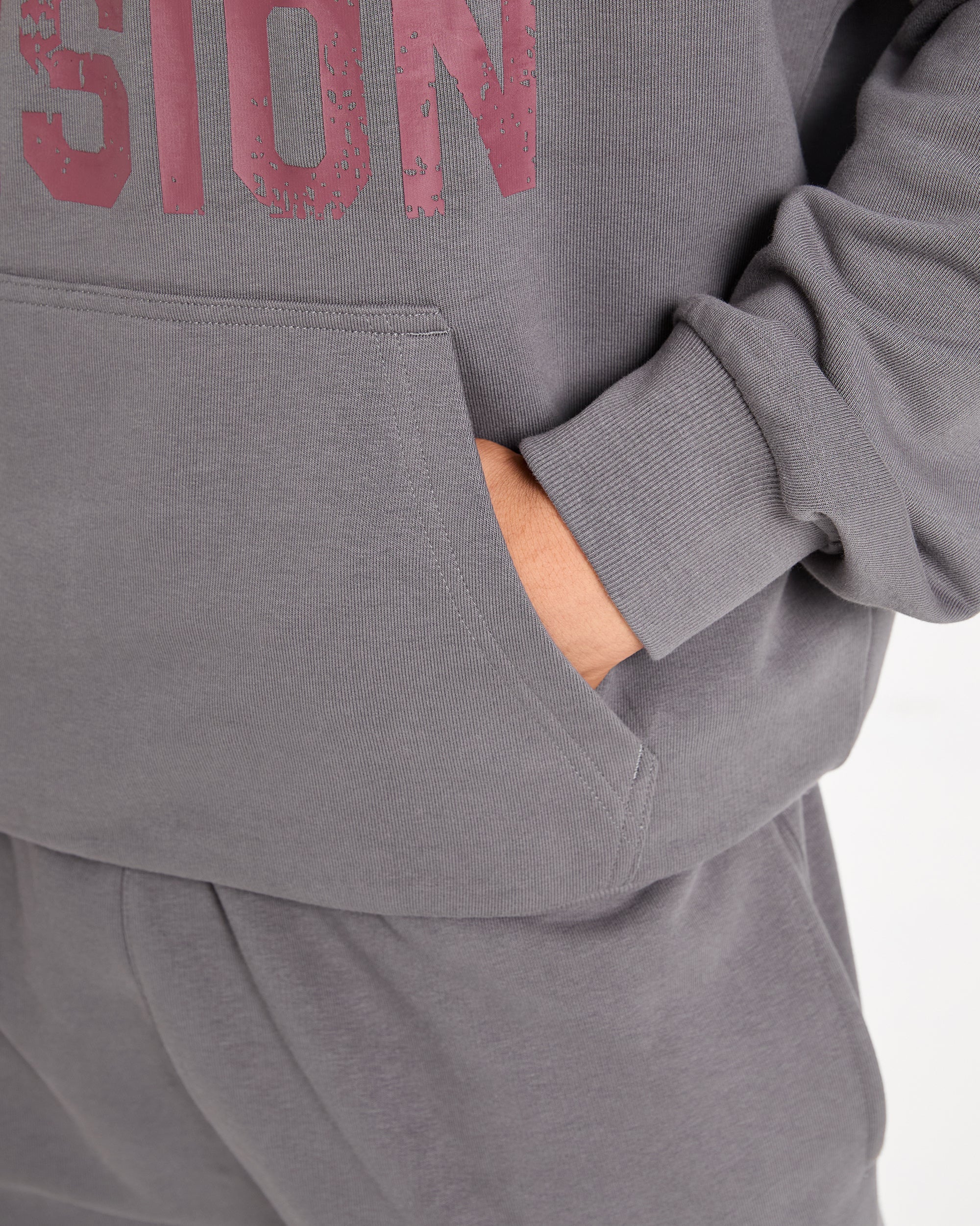Strength Division Oversized Hoodie - Charcoal/Red