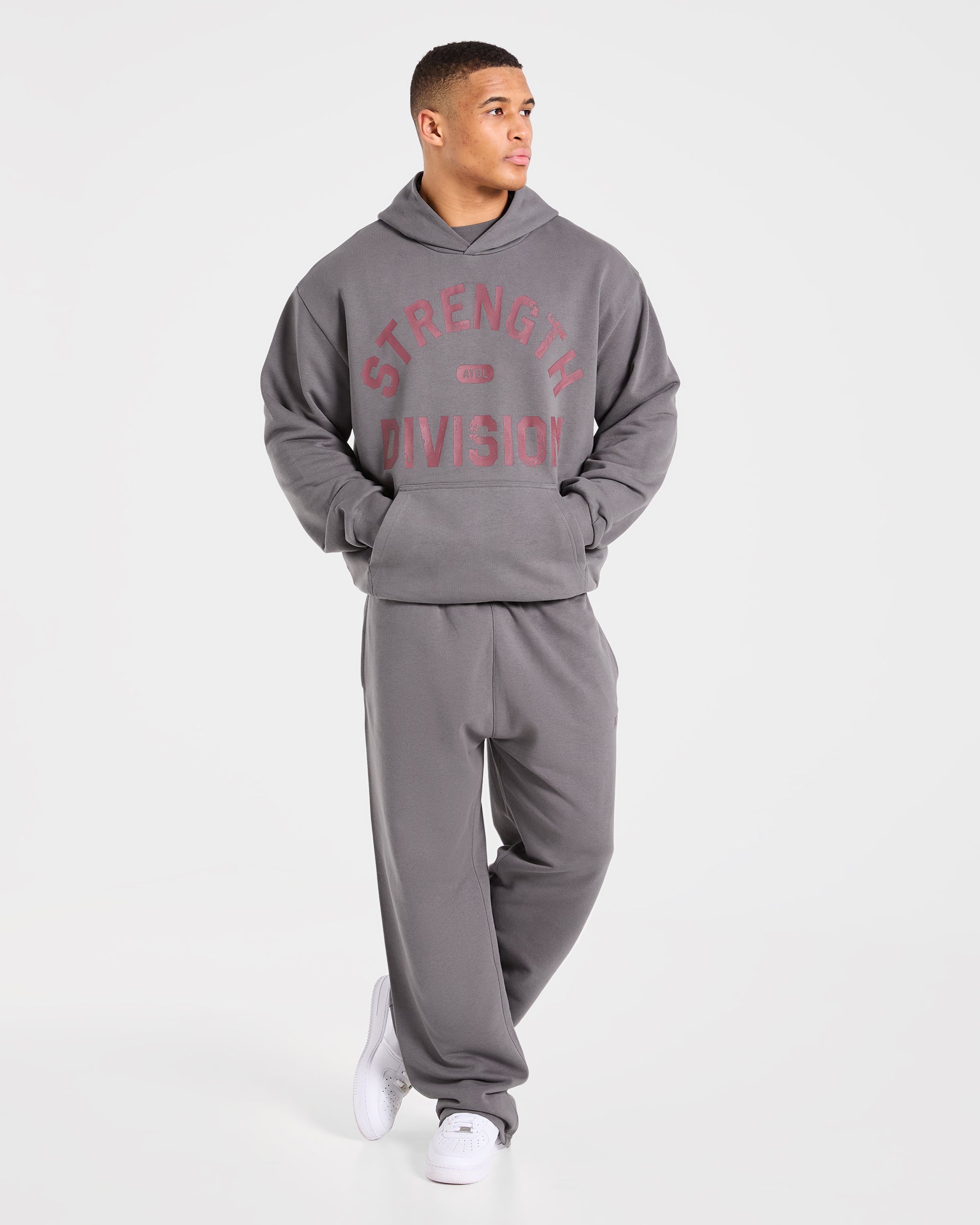Strength Division Oversized Straight Leg Joggers - Charcoal/Red