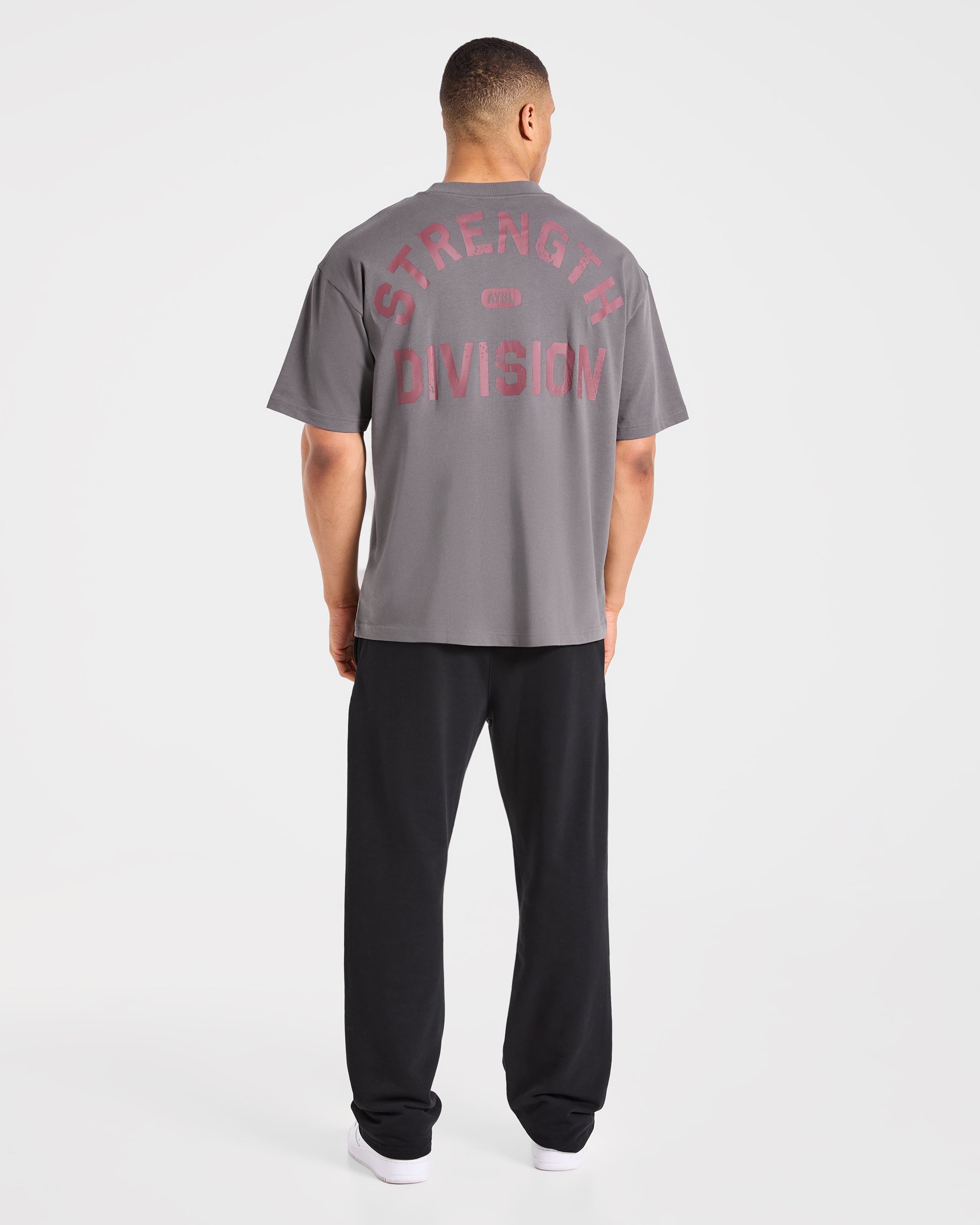 Strength Division Oversized T Shirt - Charcoal/Red