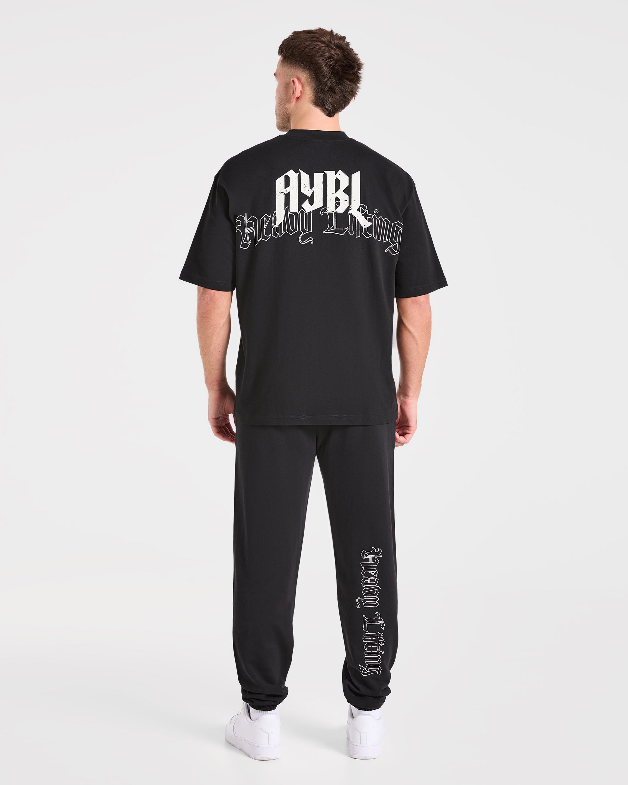 Heavy Lifting Gothic Oversized T Shirt - Black/Off White