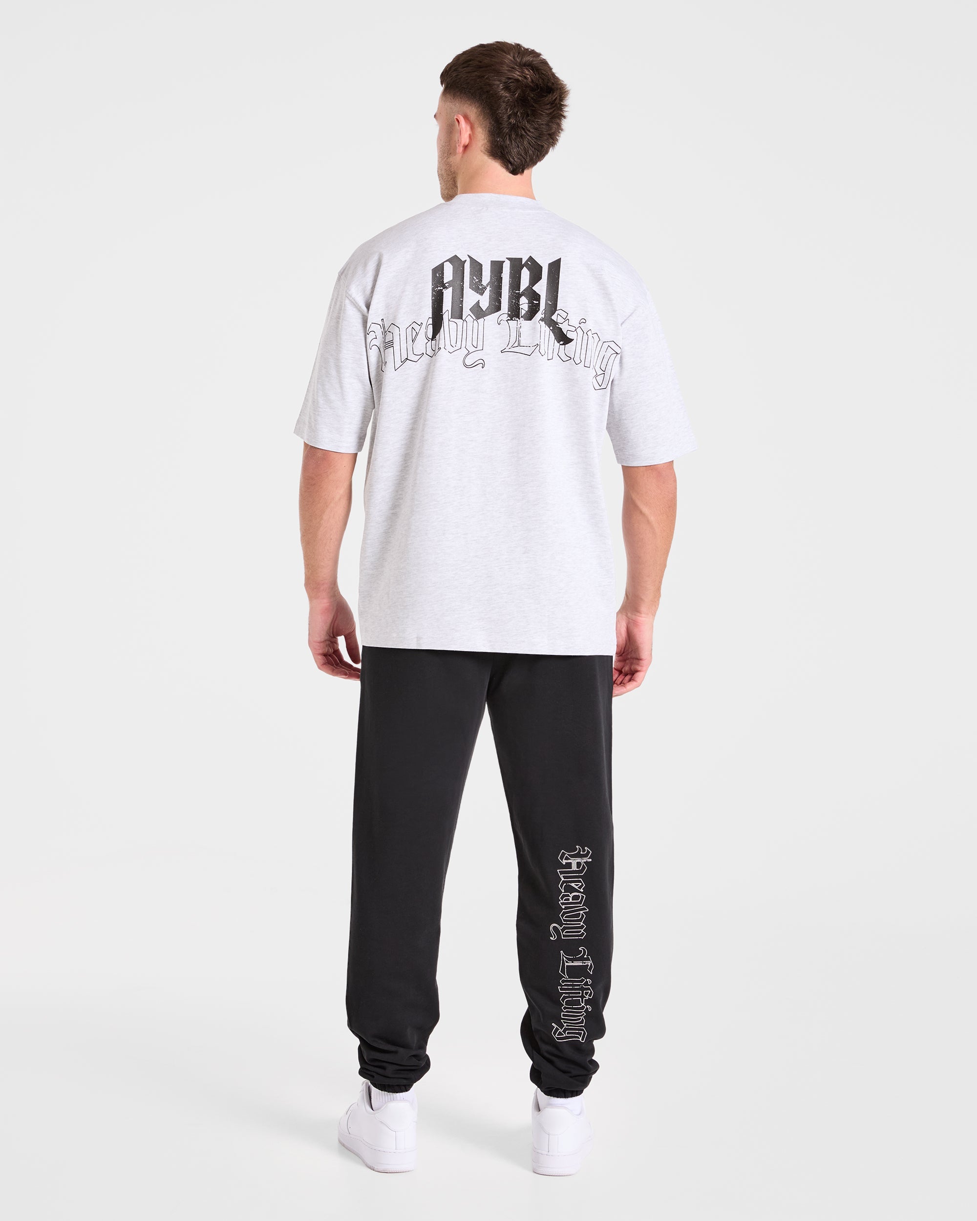 Heavy Lifting Gothic Oversized T Shirt - Grey Marl