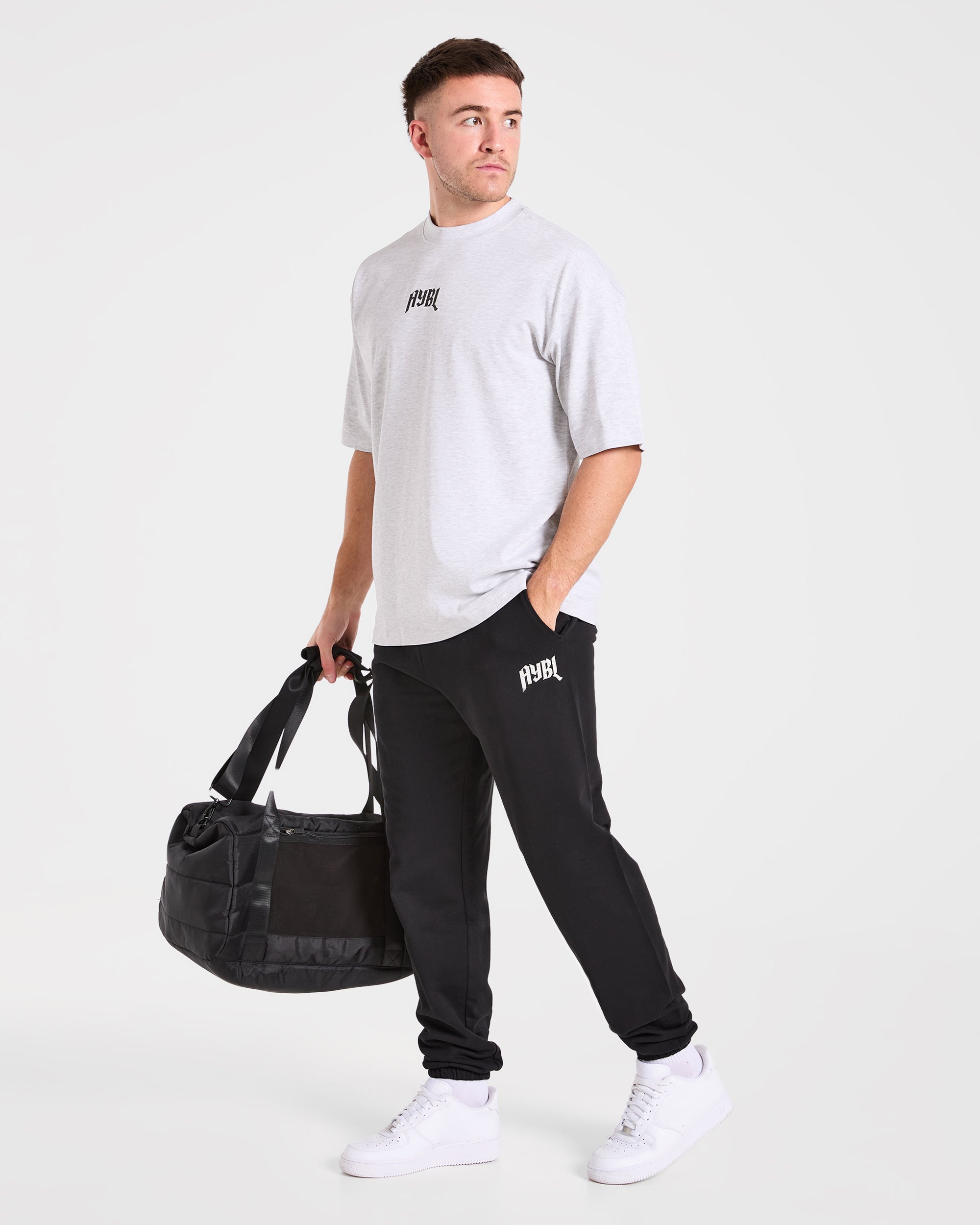 Heavy Lifting Gothic Oversized T Shirt - Grey Marl