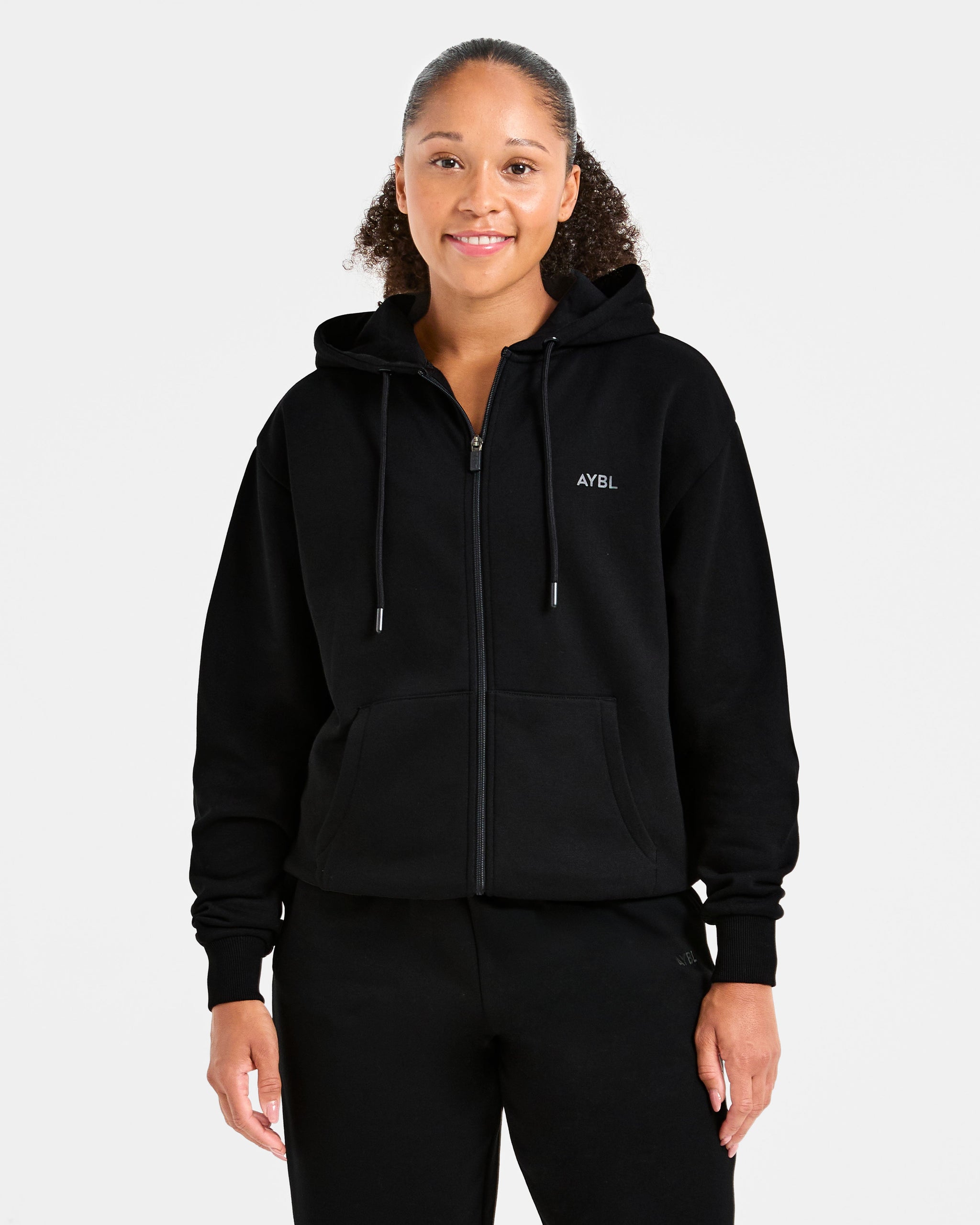 Lifestyle Oversized Zip Up Hoodie - Black