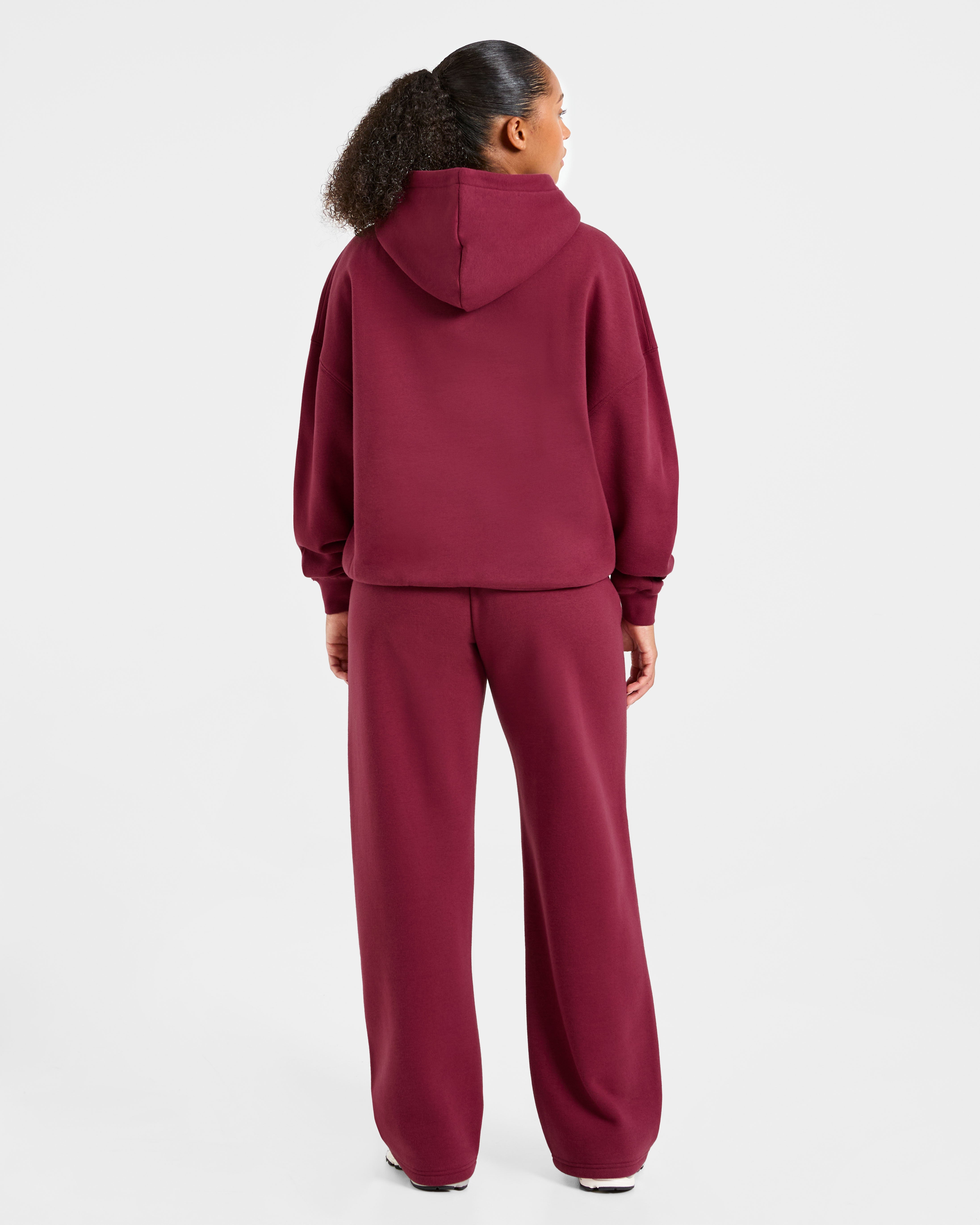 Classic Plush Oversized Straight Leg Joggers - Muted Raspberry